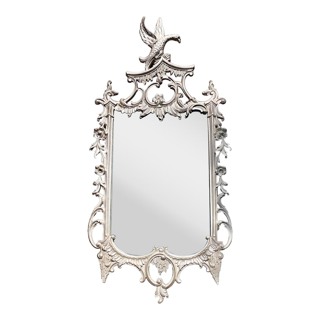 Chinese Chippendale Style Carved Mirror With Phoenix Crest - 2