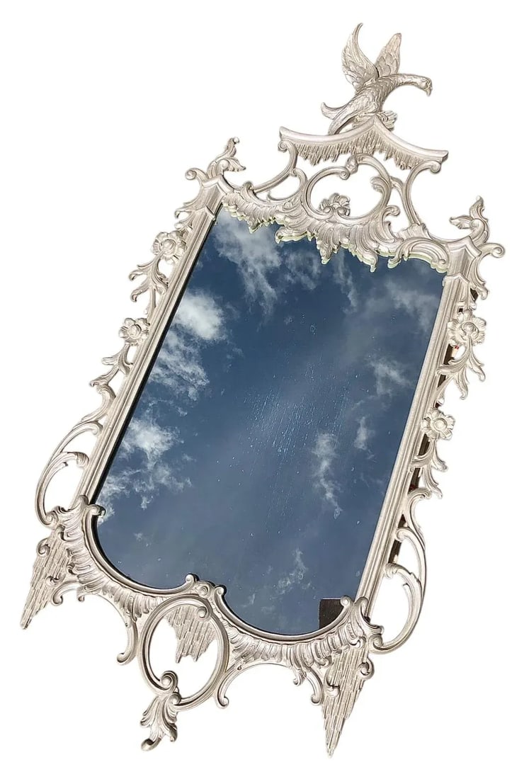 Chinese Chippendale Style Carved Mirror With Phoenix Crest - 3