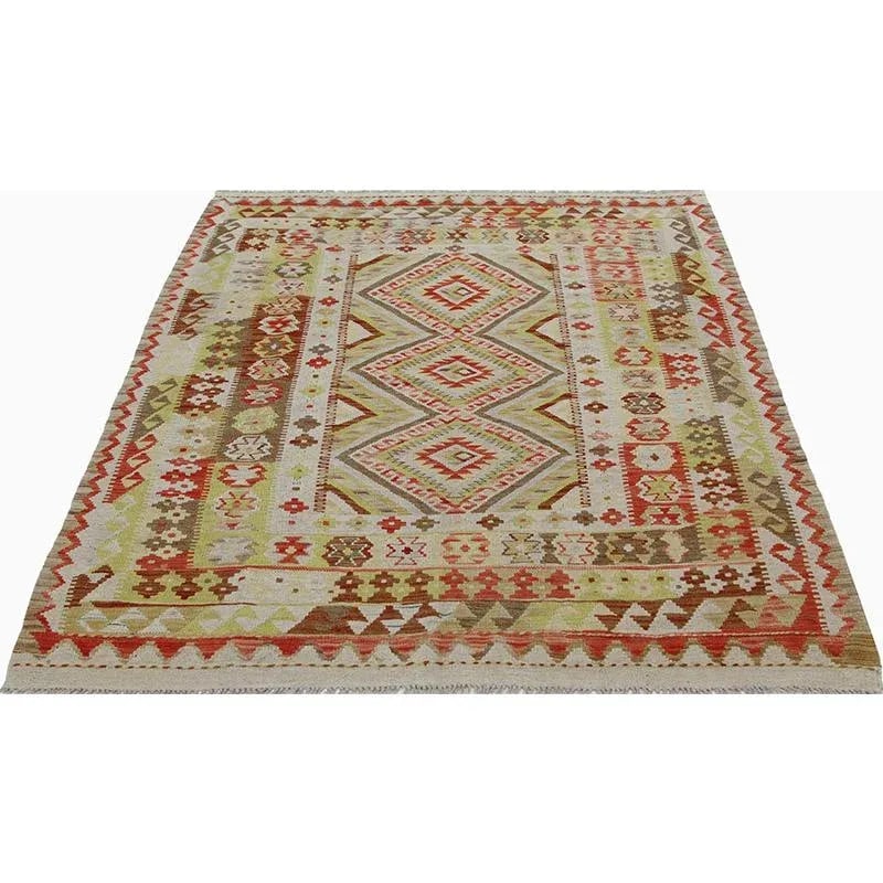 Traditional Handwoven Turkish Kilim Area Rug 5'1" X 6'1" - 2