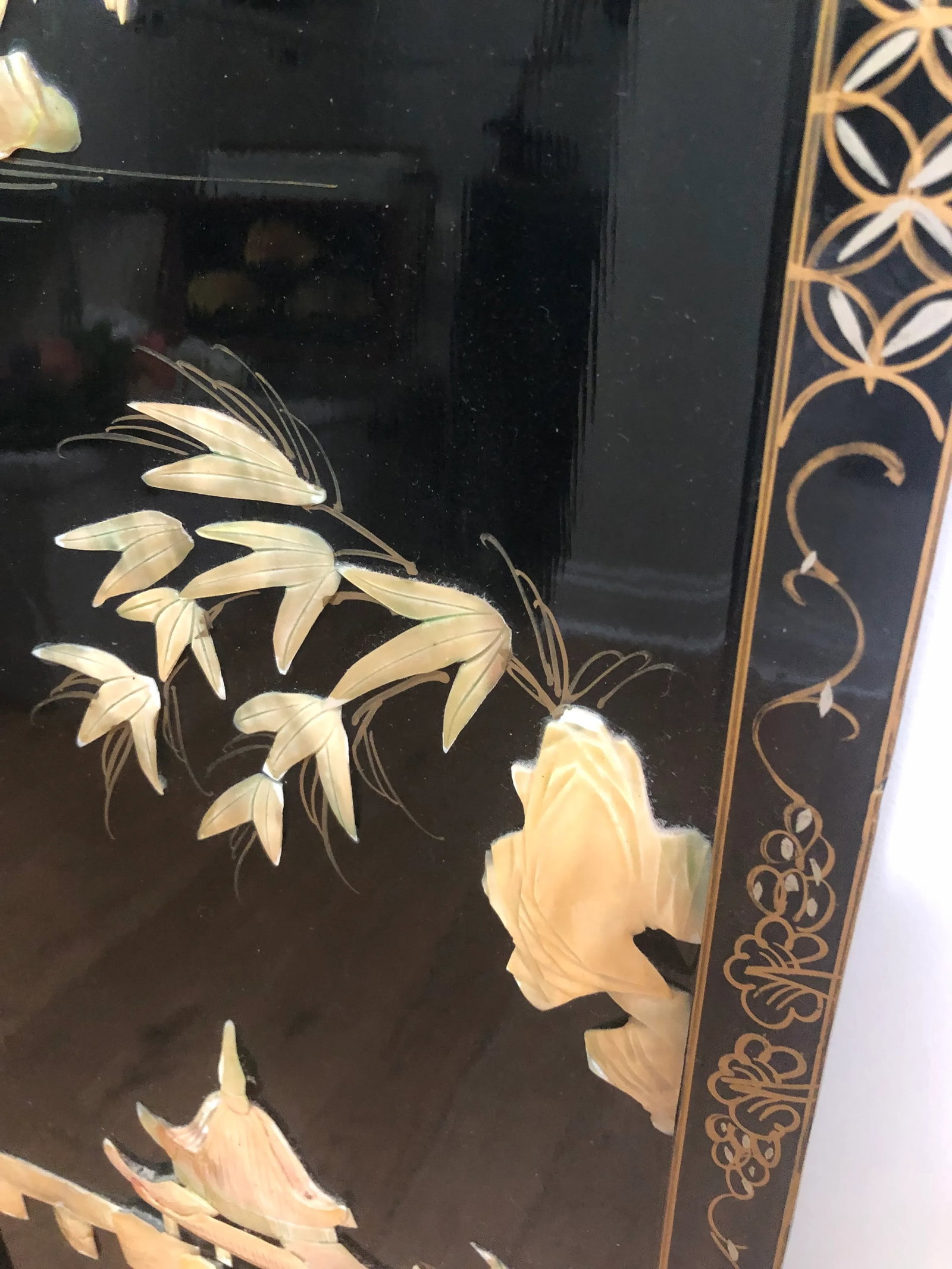 Vintage Chinoiserie Mother of Pearl Wall Panels- a Pair - 3