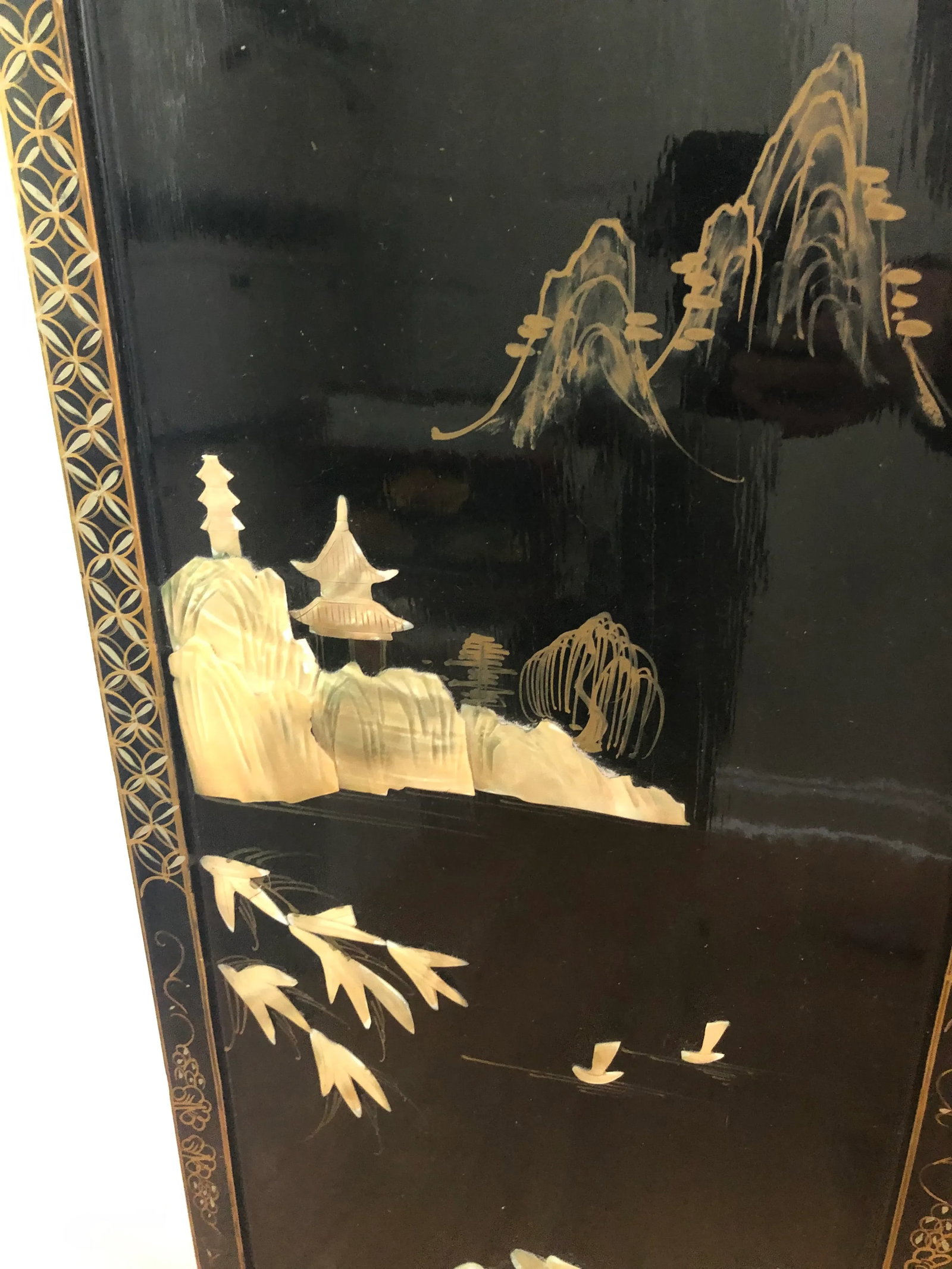 Vintage Chinoiserie Mother of Pearl Wall Panels- a Pair - 4