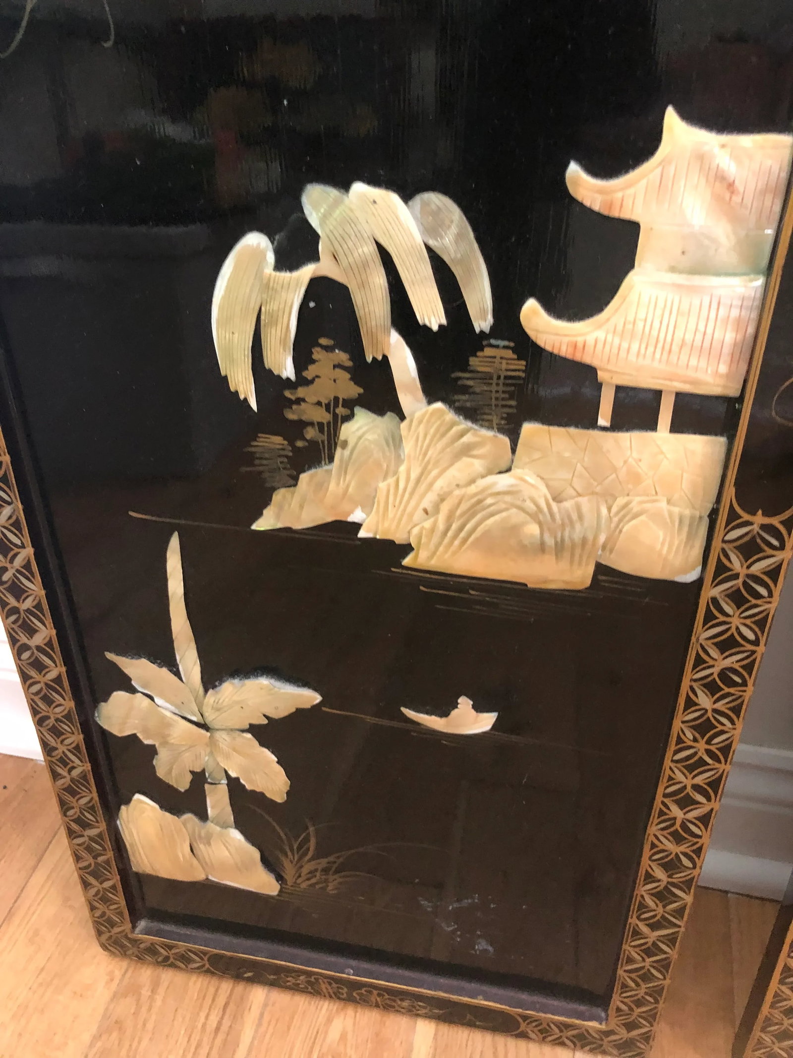 Vintage Chinoiserie Mother of Pearl Wall Panels- a Pair - 6