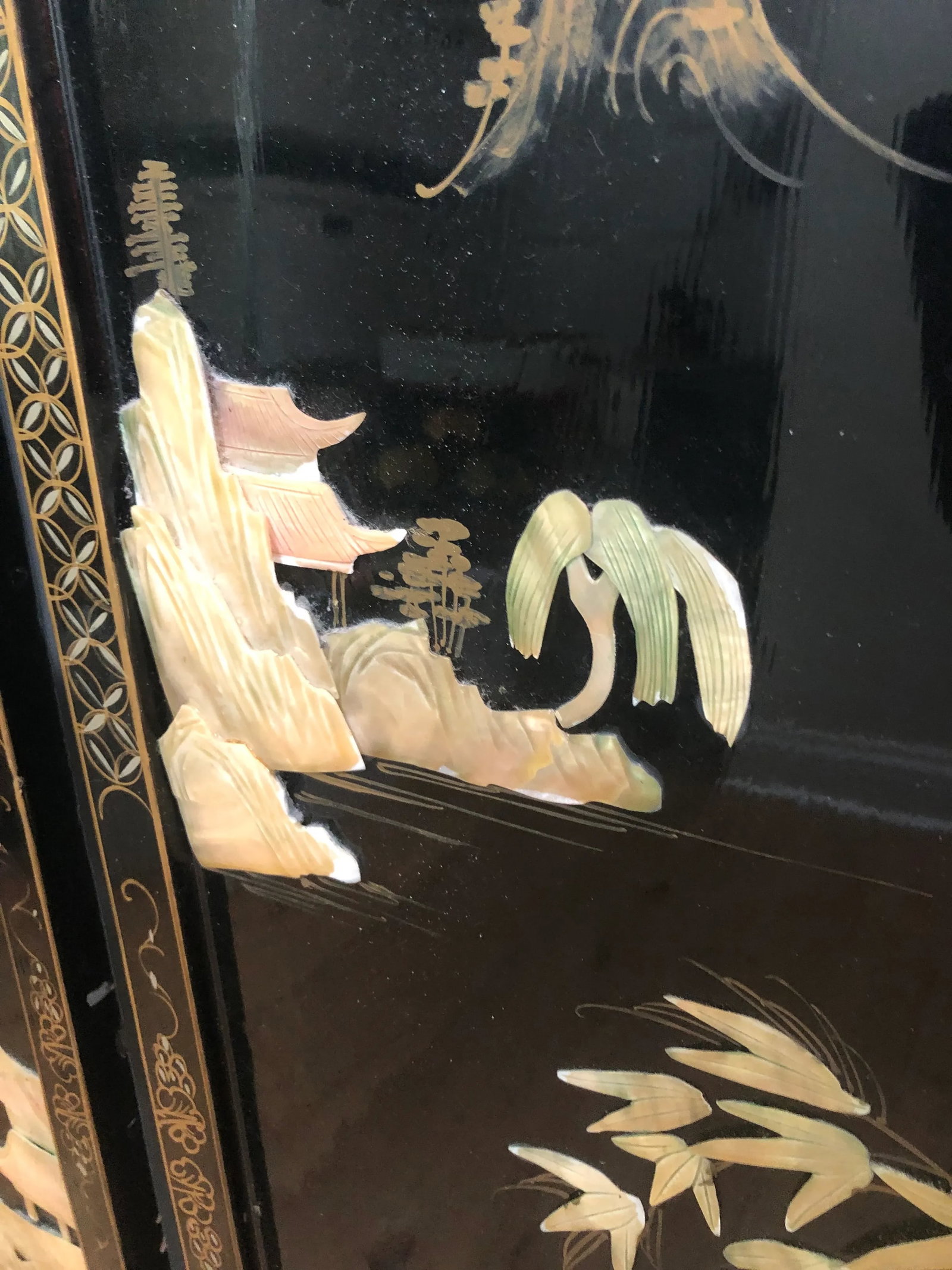 Vintage Chinoiserie Mother of Pearl Wall Panels- a Pair - 7