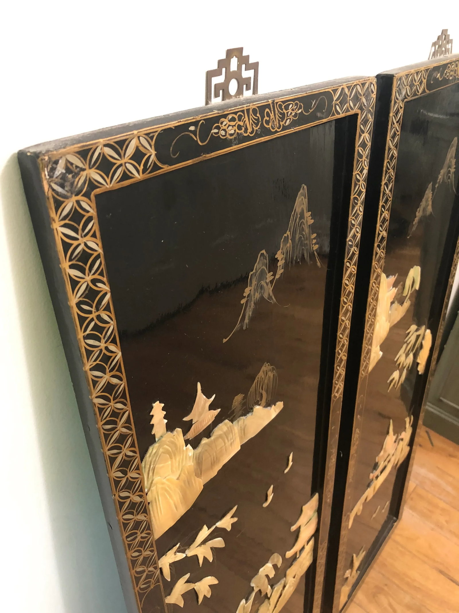 Vintage Chinoiserie Mother of Pearl Wall Panels- a Pair - 8