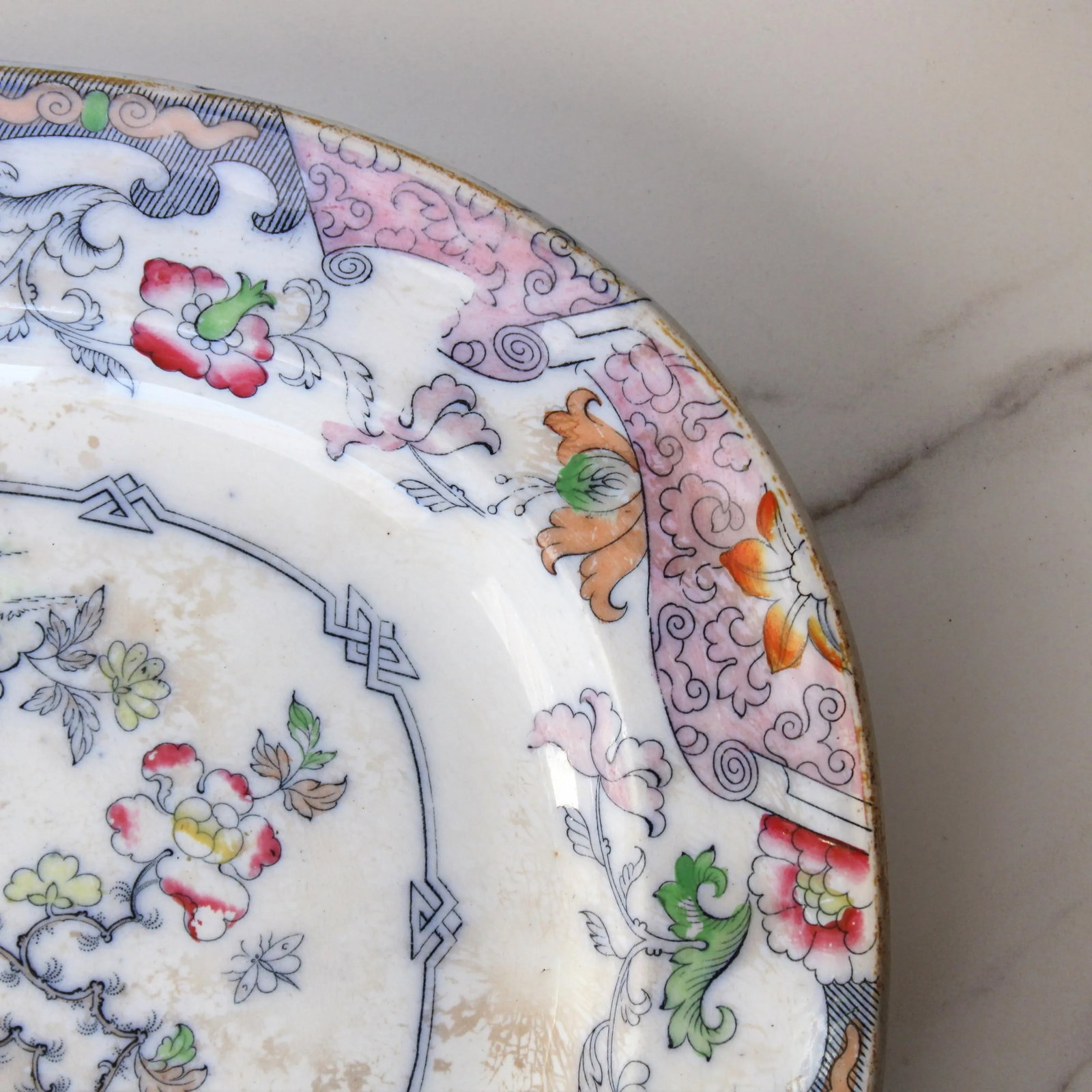 19th C. Staffordshire Ironstone Chinoiserie Platter Birds - 2
