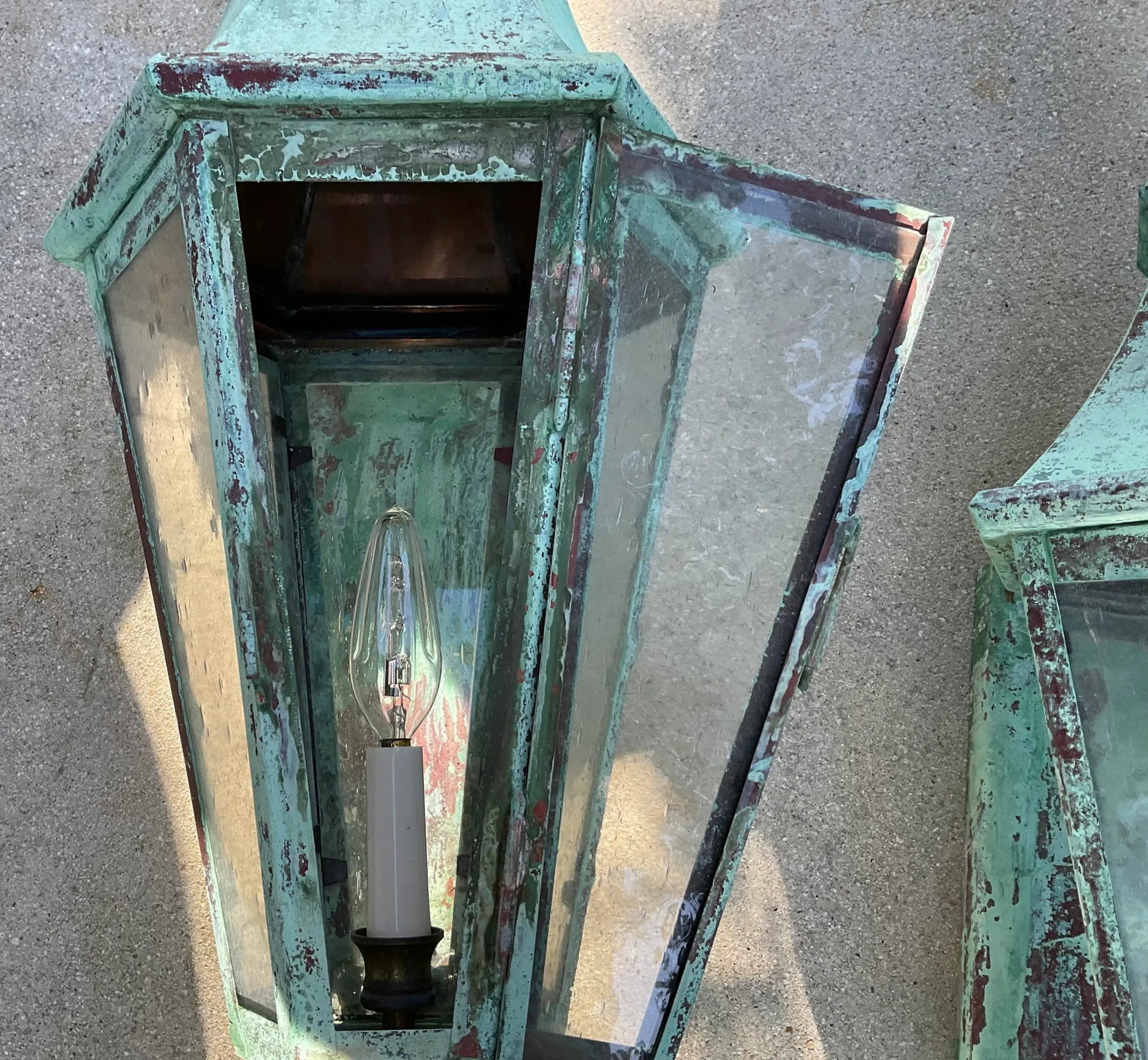 Pair of Large Solid Copper Architectural Wall Lantern - 6