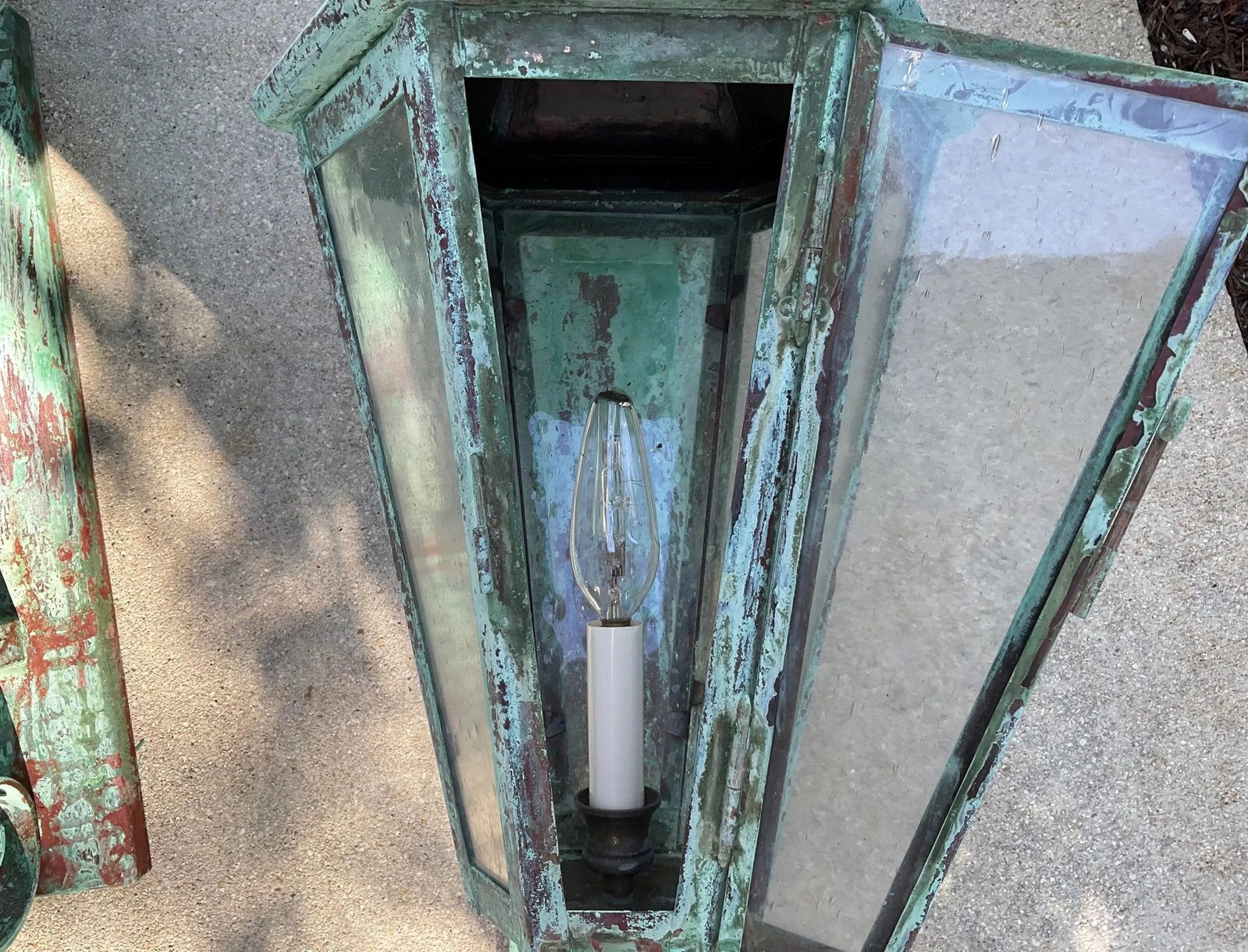 Pair of Large Solid Copper Architectural Wall Lantern - 7