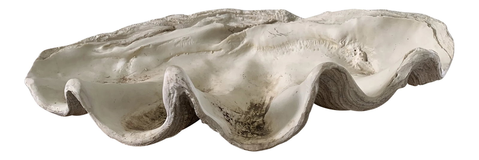 Mid 20th Century Giant Faux Clam Shell: A large mid 20th century cast resin faux clam shell. Condition: Alterations: Original Condition Unaltered Imperfections: Some Imperfections Condition Notes: Overall great condition with minor wear