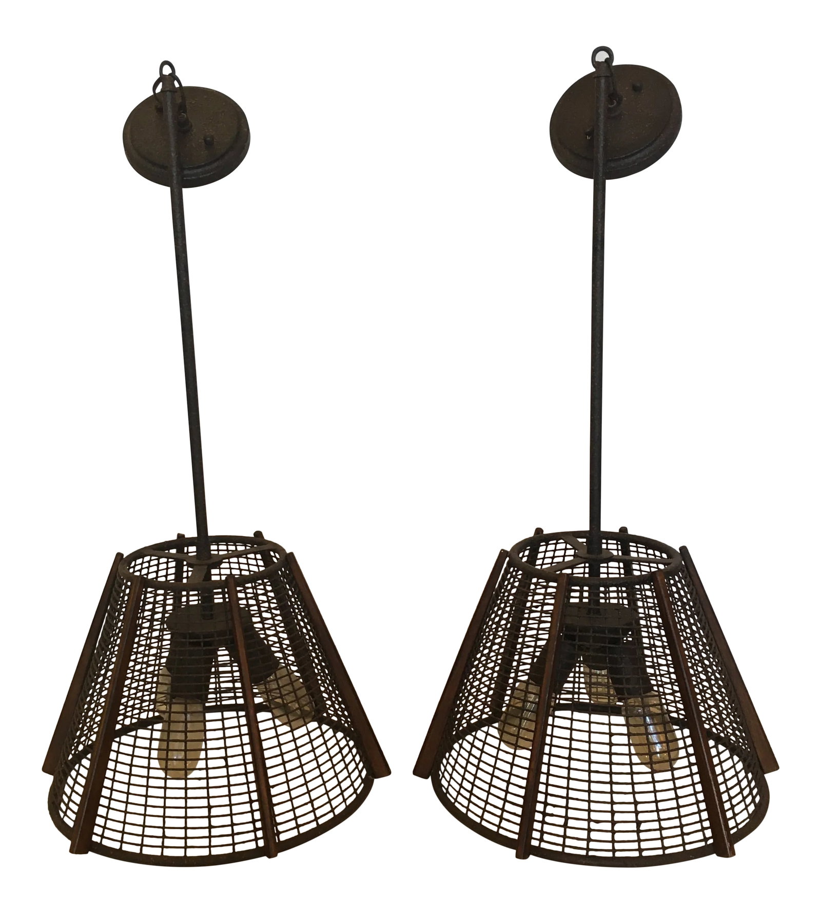 Metal Industrial Hanging Light Fixtures - a Pair (1 of 11)