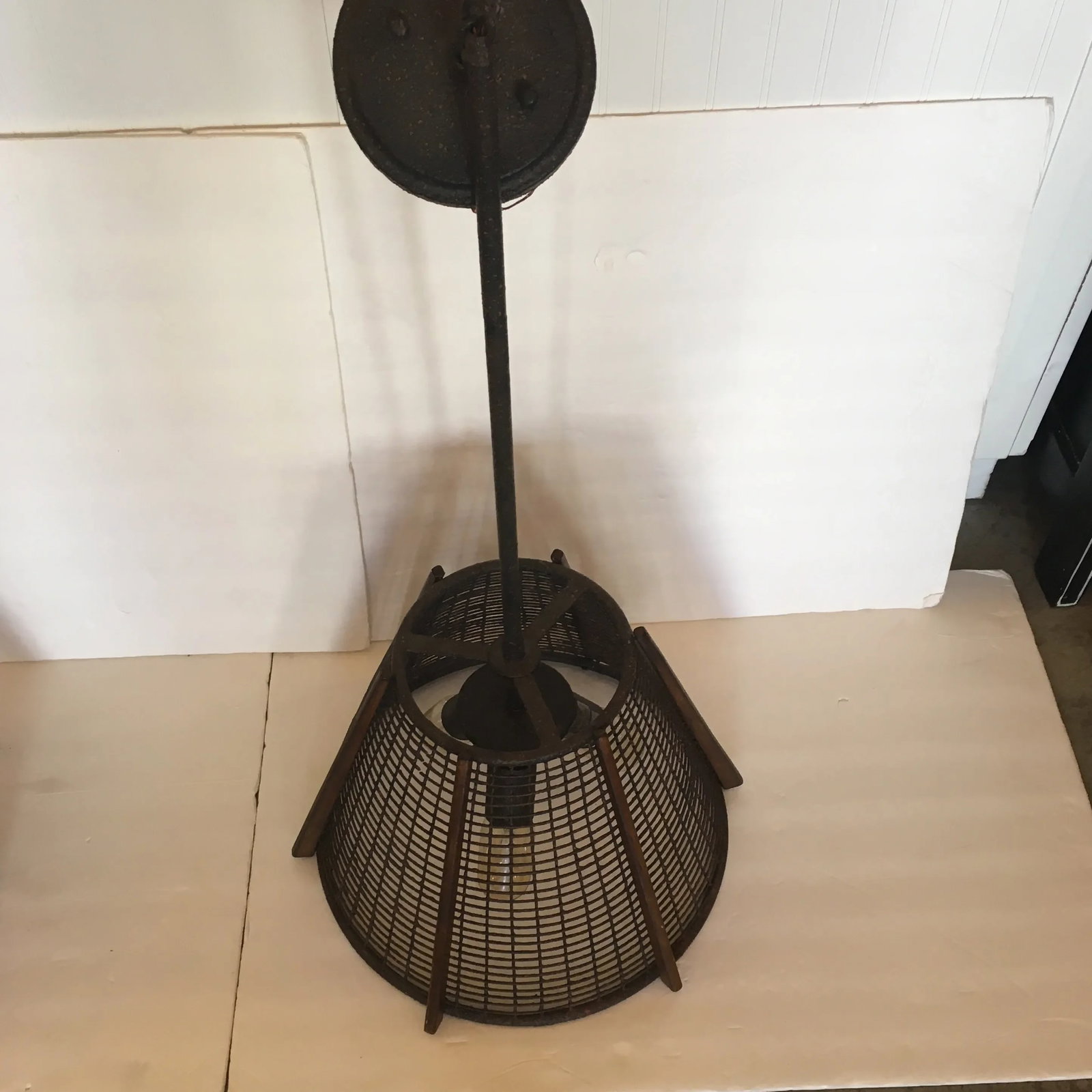 Metal Industrial Hanging Light Fixtures - a Pair - 9