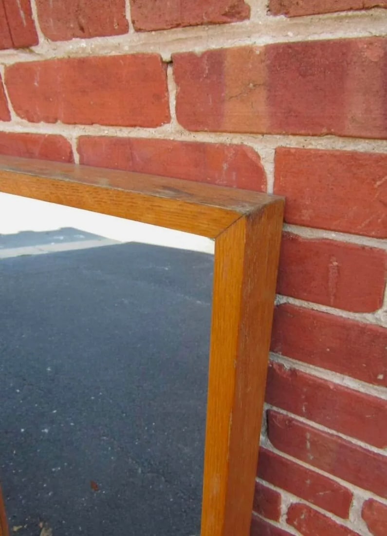 Mid Century Modern Oak Mirror - 5