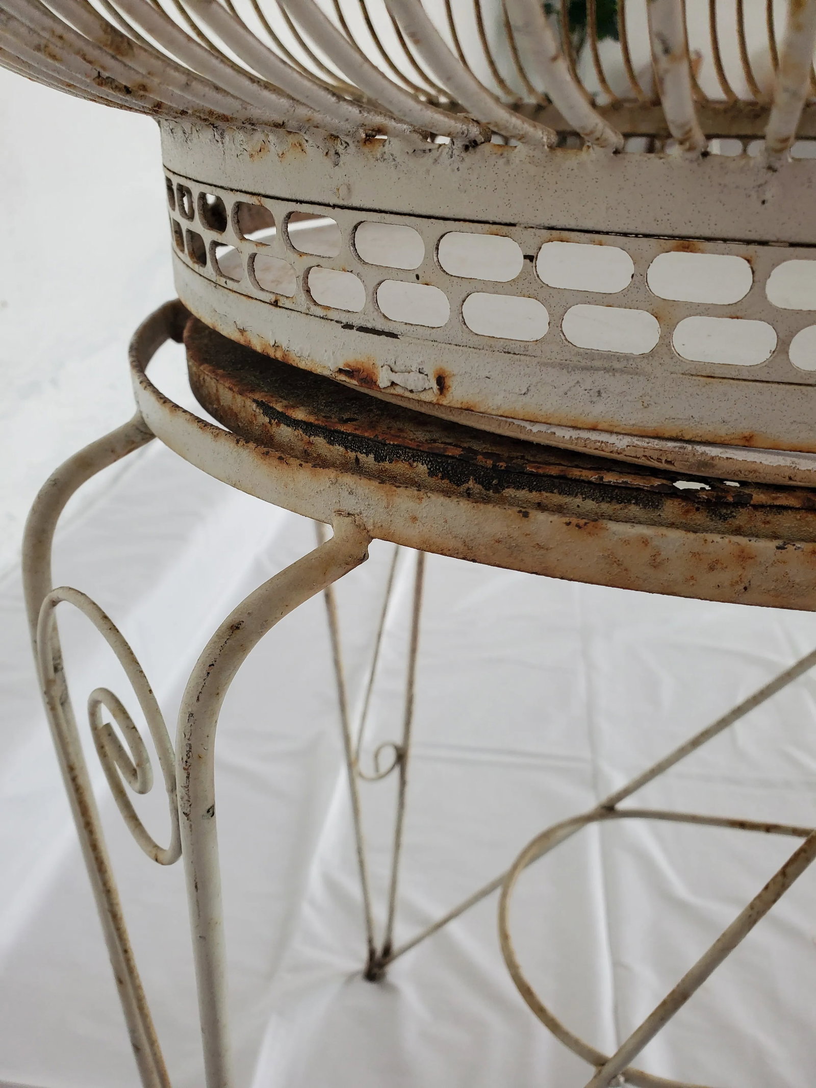 French Painted Wrought Iron Bird Cage on Stand - 6