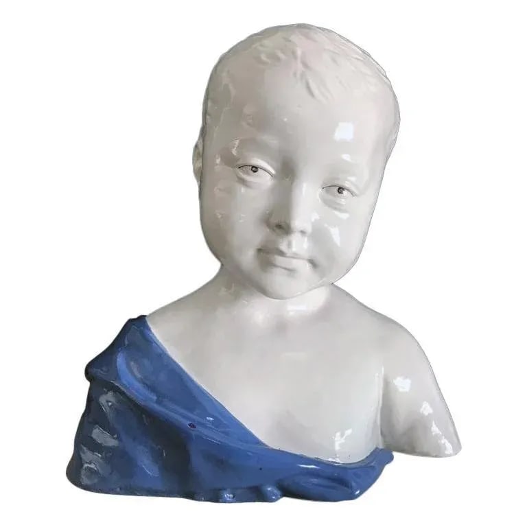 19th Century Glazed Ceramic Bust of a Boy by Cantagalli, Florence, Italy - 13