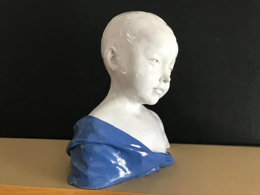 19th Century Glazed Ceramic Bust of a Boy by Cantagalli, Florence, Italy - 3