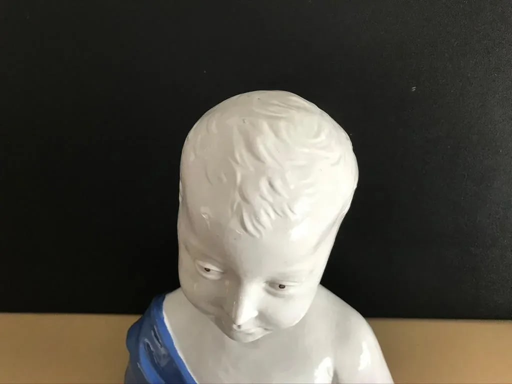 19th Century Glazed Ceramic Bust of a Boy by Cantagalli, Florence, Italy - 8