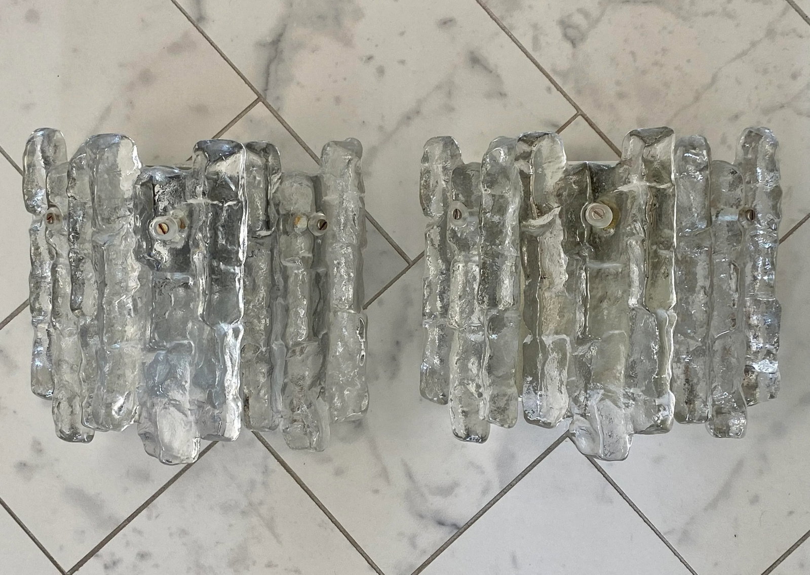 1960's Ice Glass Sconces by J. T. Kalmar - a Pair - 13
