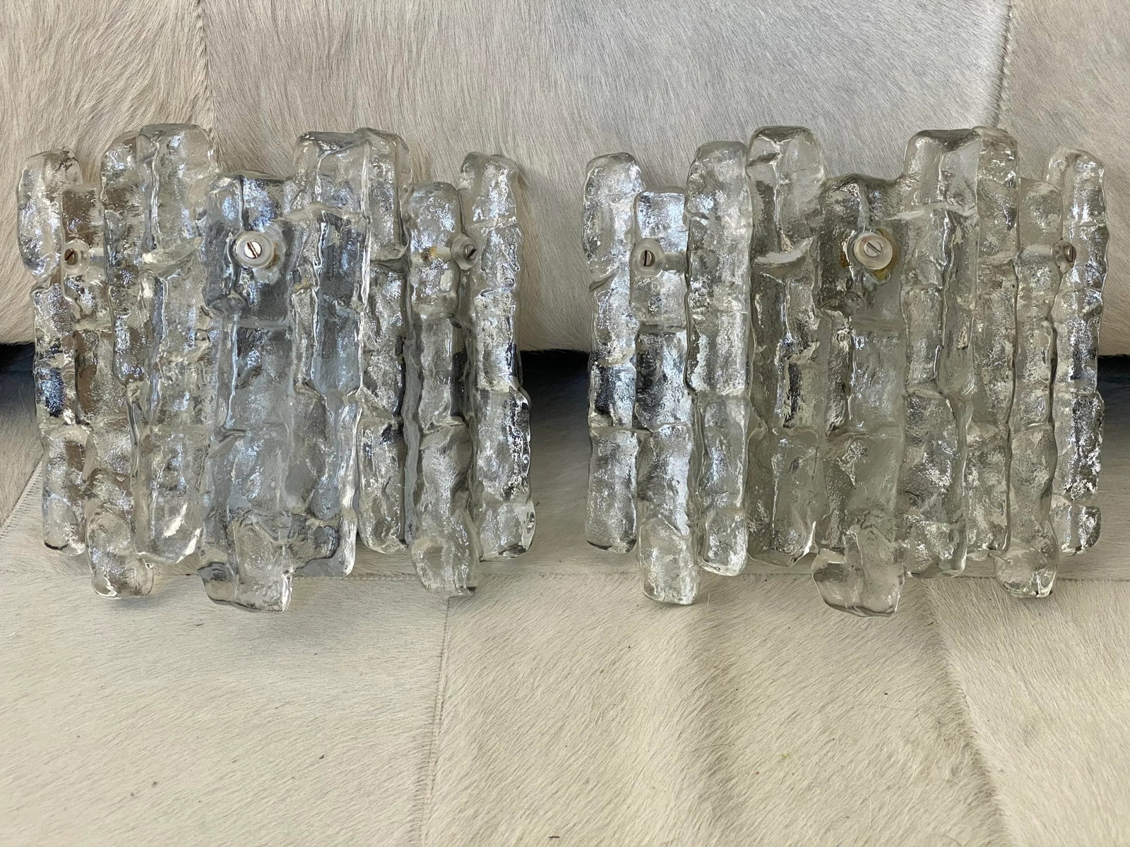 1960's Ice Glass Sconces by J. T. Kalmar - a Pair - 2