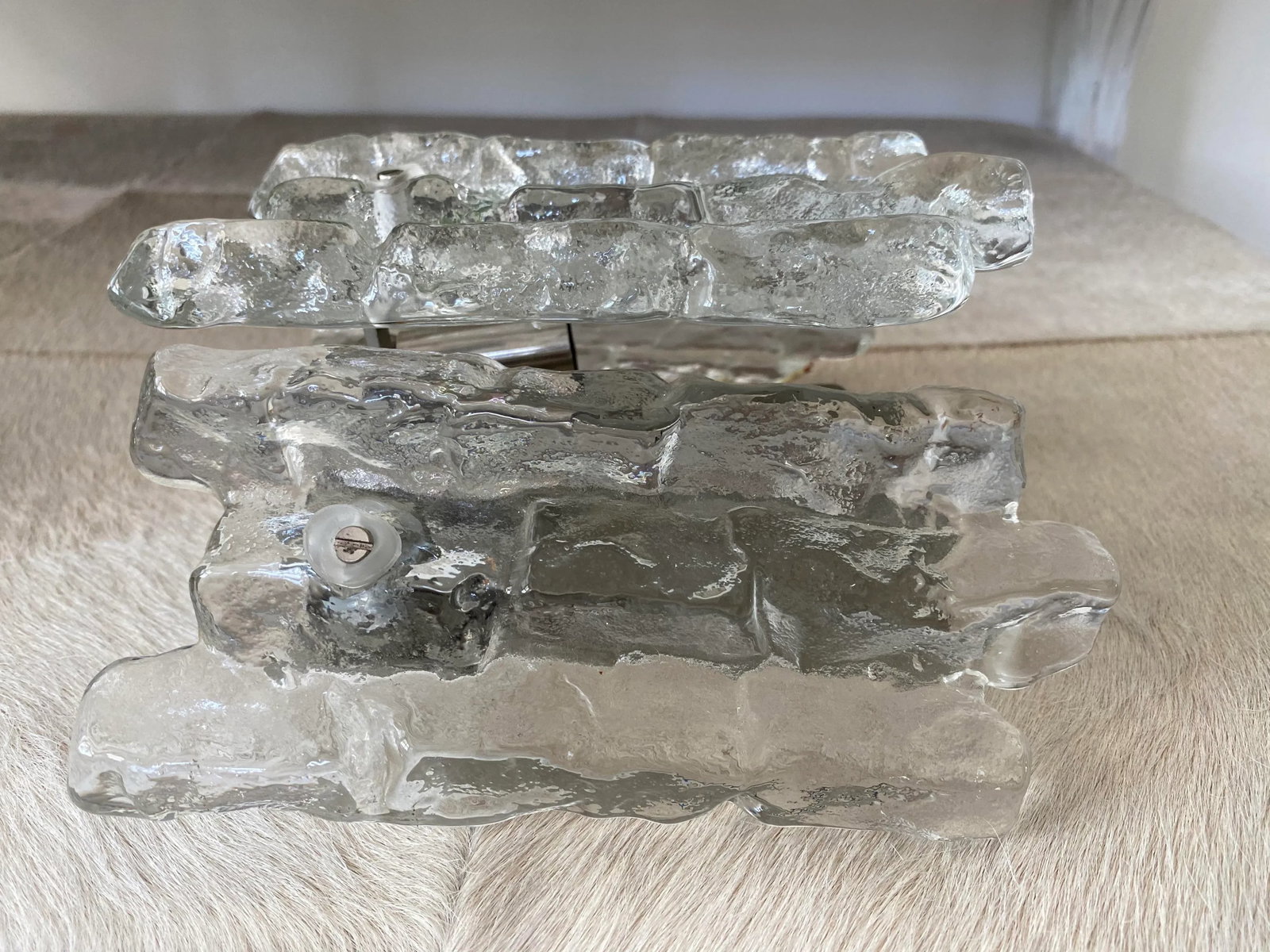 1960's Ice Glass Sconces by J. T. Kalmar - a Pair - 4