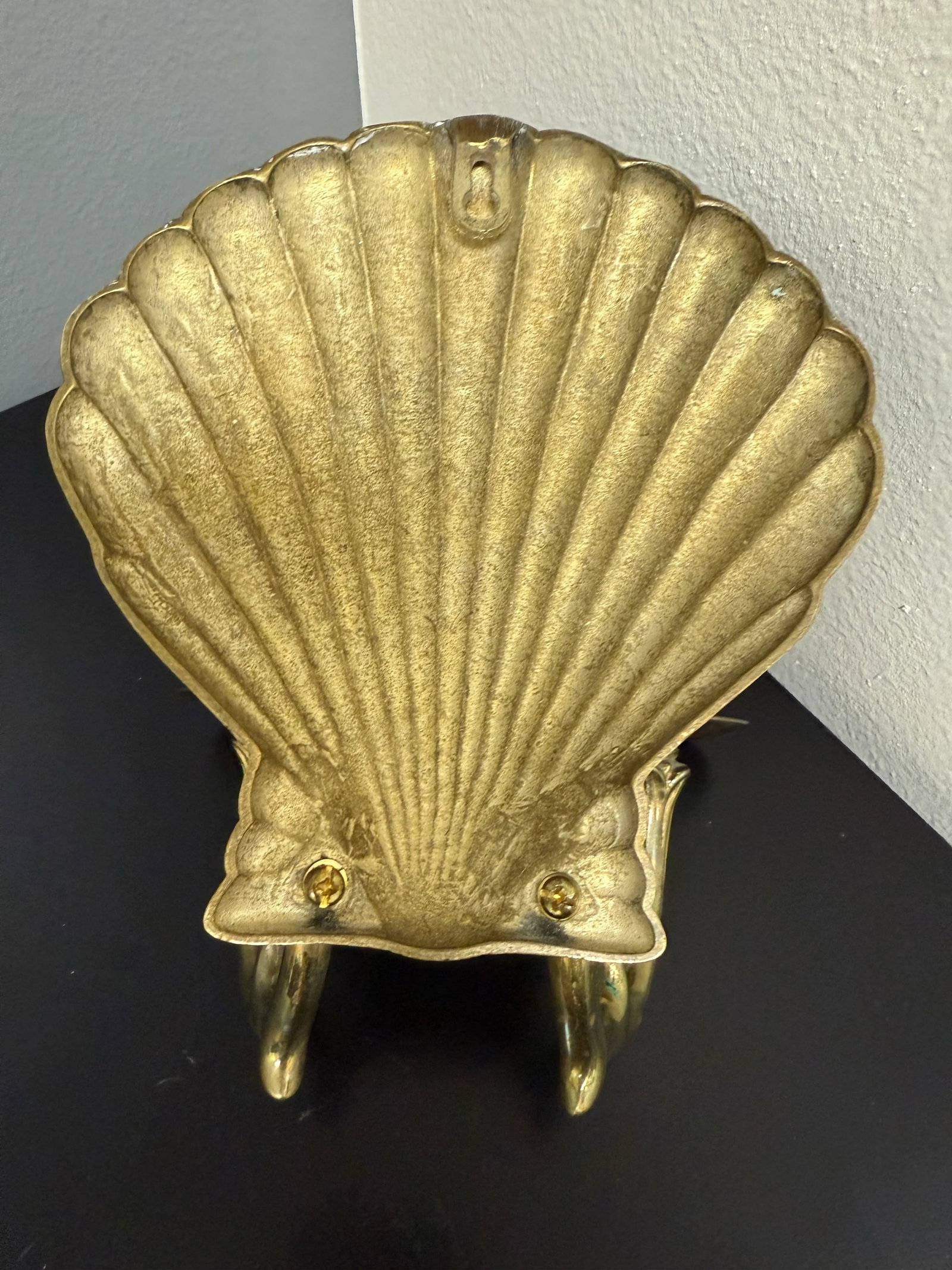 Mid-Century Hollywood Regency Brass Scallop Shell Double Candle Holder Wall Sconce - 8