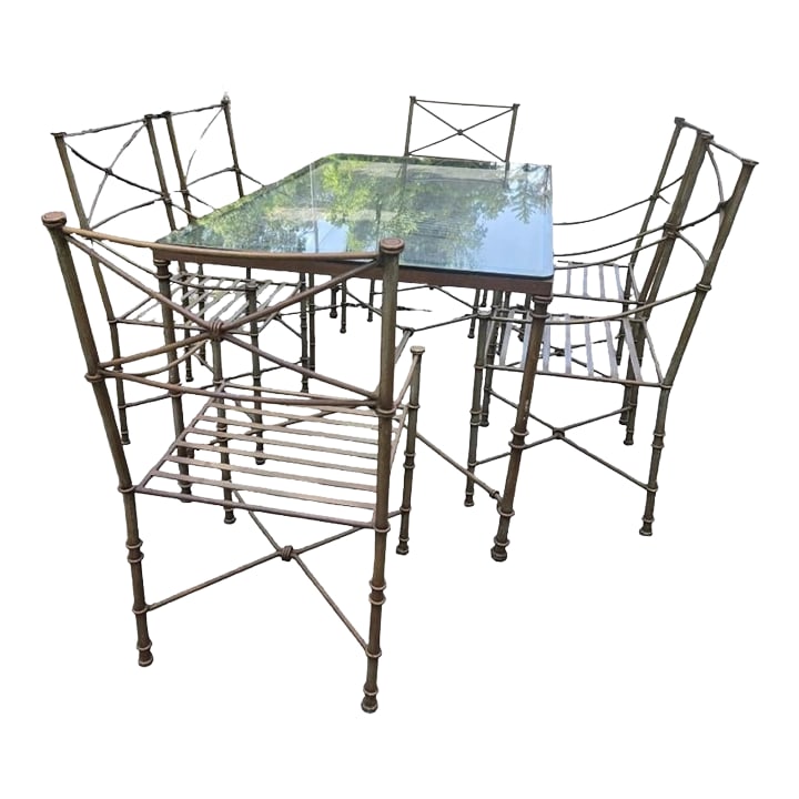 Late 20th Century Giacometti Inspired Wrought Iron Dining Table & 6 Chairs (1 of 10)