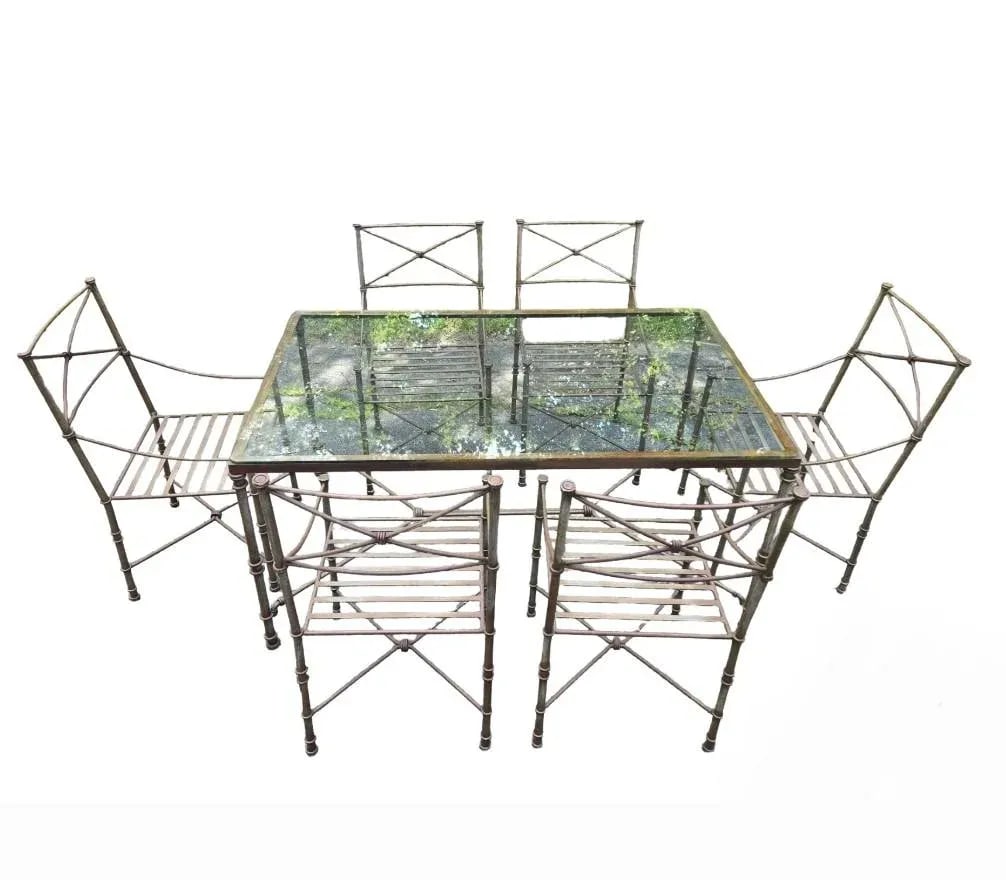 Late 20th Century Giacometti Inspired Wrought Iron Dining Table & 6 Chairs - 6