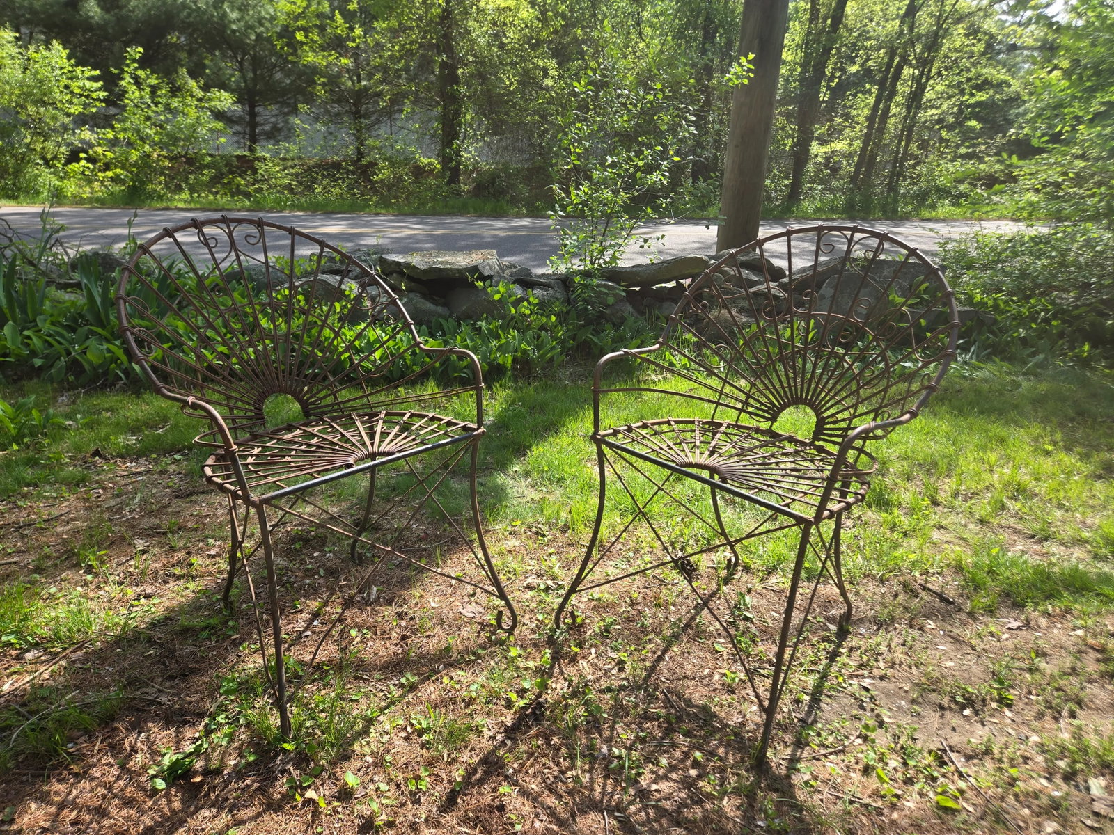 Vintage Wrought Iron Outdoor Patio Chairs - Set of 2 - 5