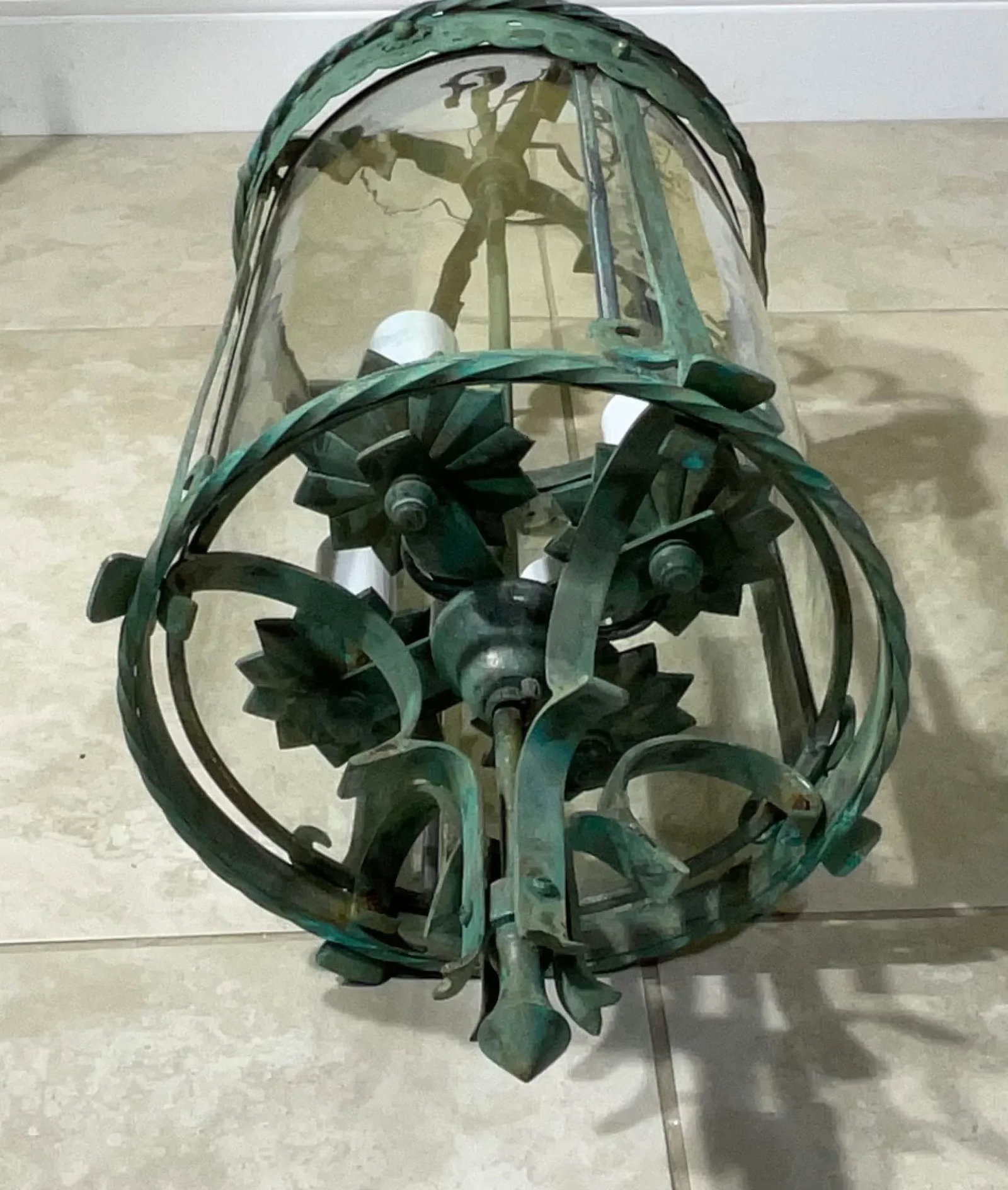 Antique Bronze & Brass Hanging Lantern - Meisner Era / Arts & Crafts Style - 10