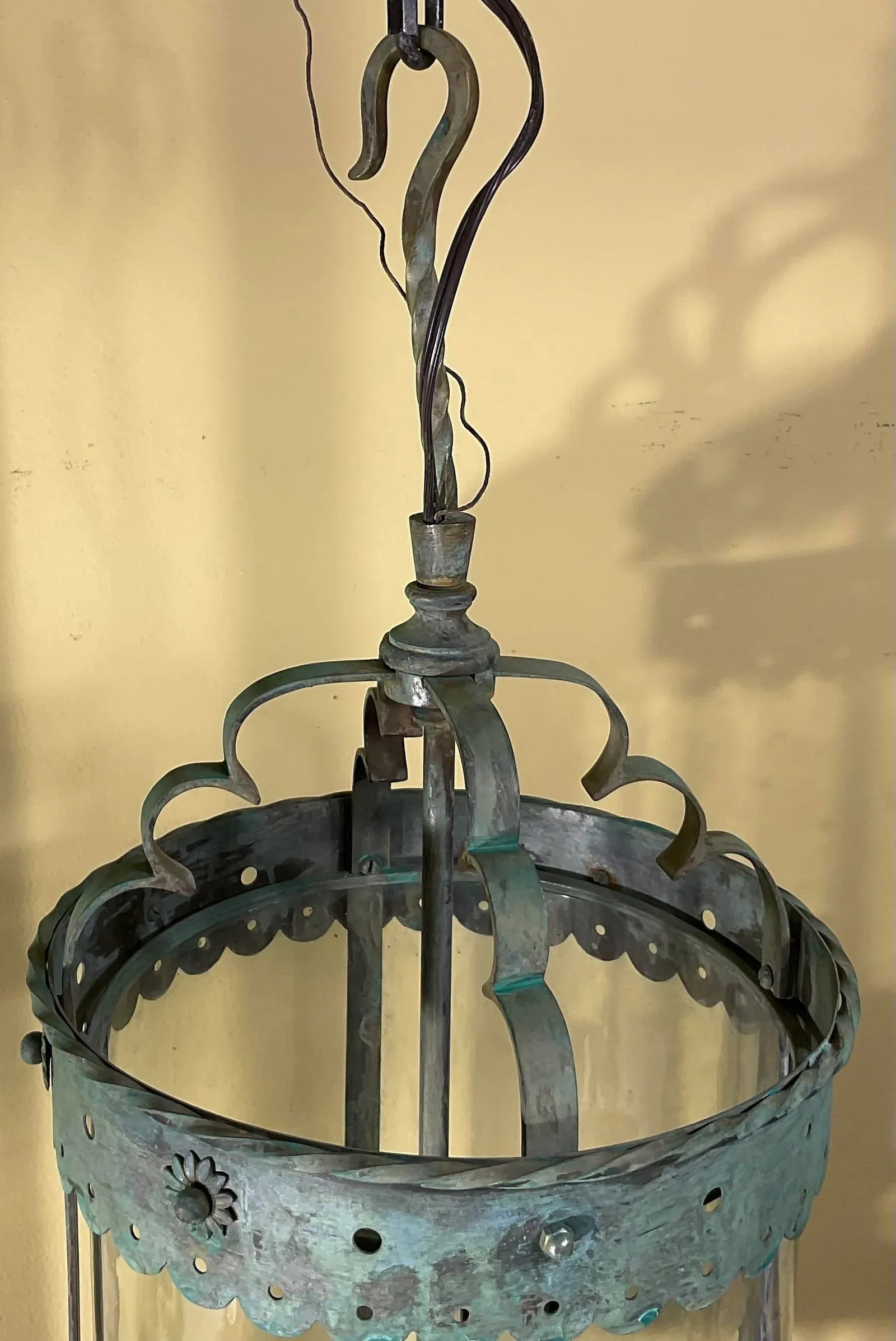 Antique Bronze & Brass Hanging Lantern - Meisner Era / Arts & Crafts Style - 11