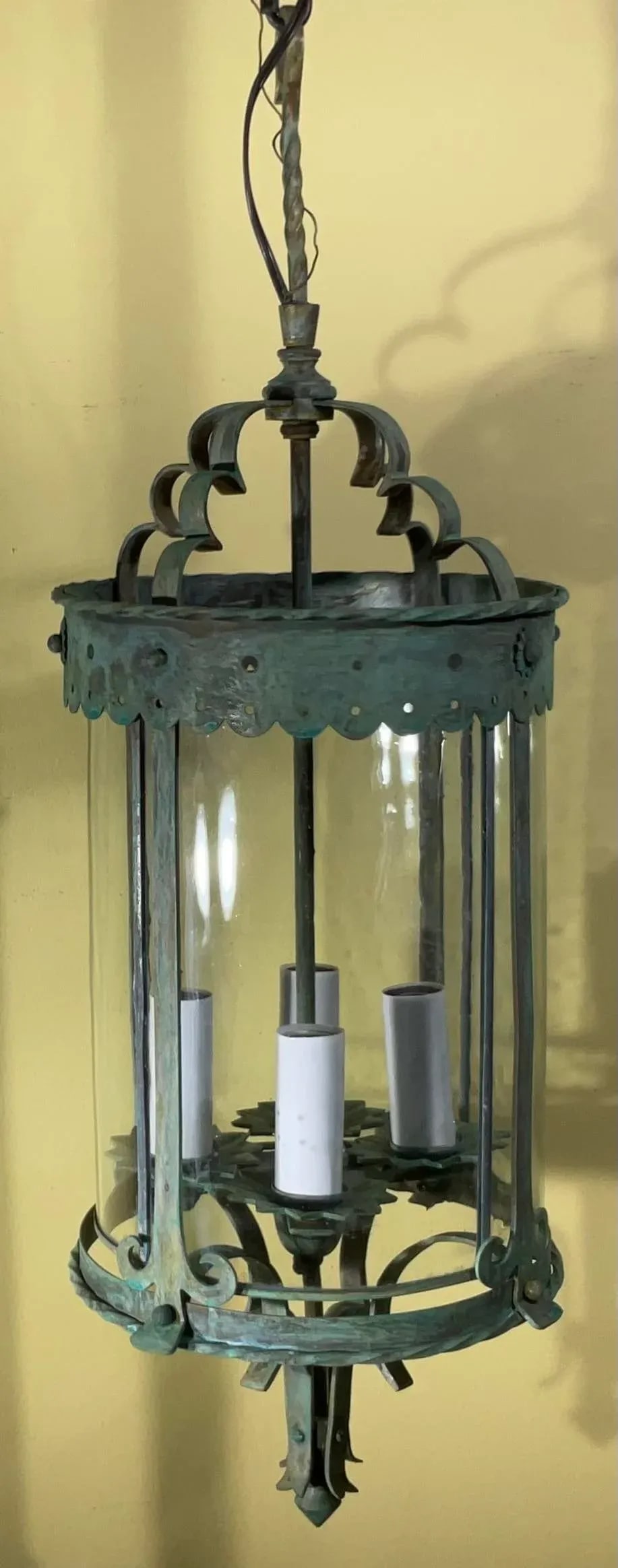 Antique Bronze & Brass Hanging Lantern - Meisner Era / Arts & Crafts Style - 3
