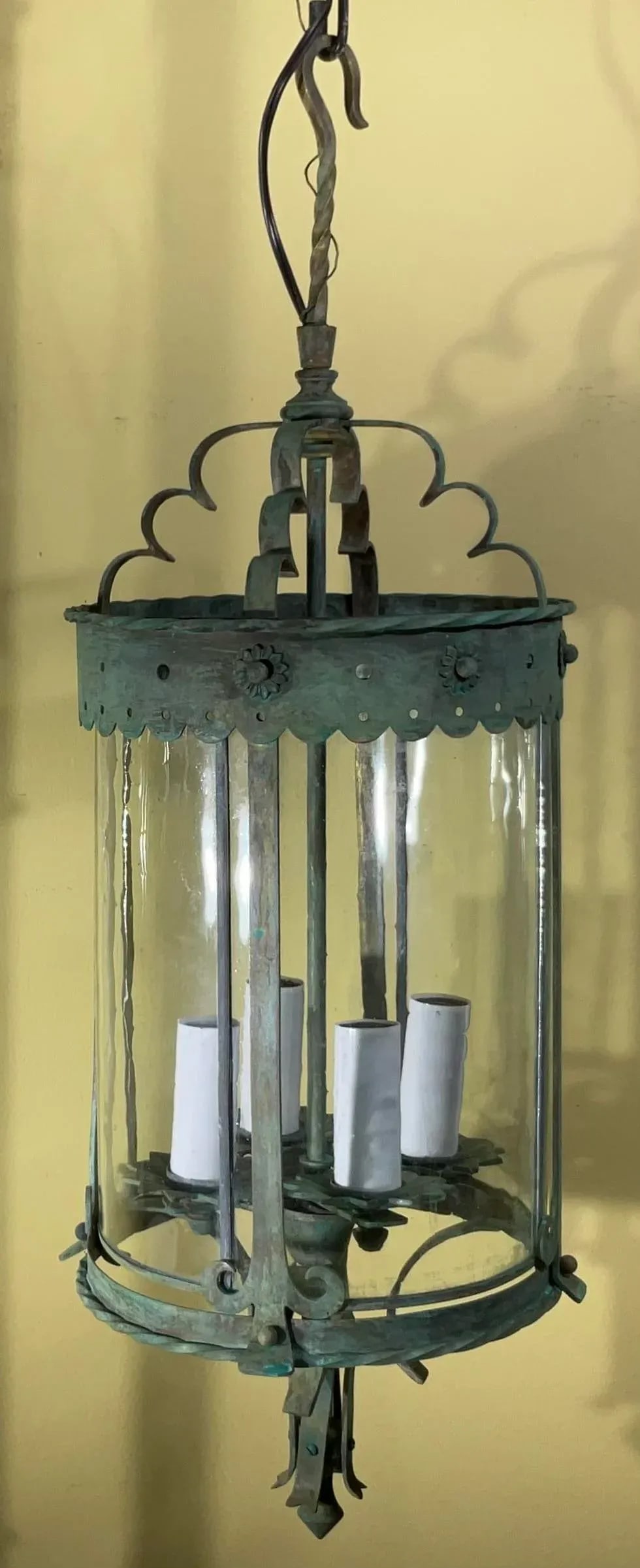Antique Bronze & Brass Hanging Lantern - Meisner Era / Arts & Crafts Style - 5