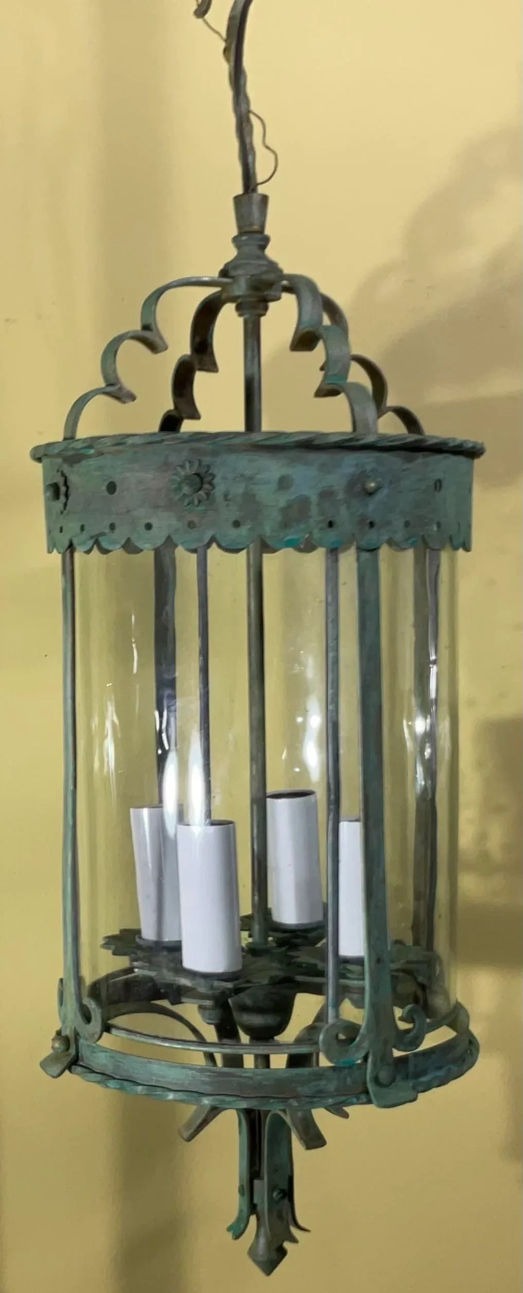 Antique Bronze & Brass Hanging Lantern - Meisner Era / Arts & Crafts Style - 6