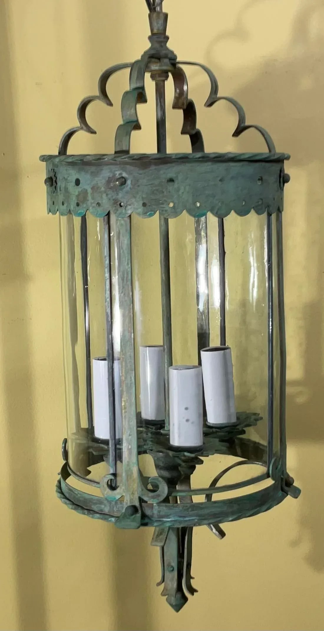 Antique Bronze & Brass Hanging Lantern - Meisner Era / Arts & Crafts Style - 9
