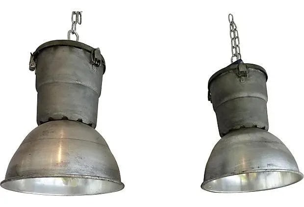 Antique Industrial Repurposed Smudge Pot Pendant Lamps, a Pair - 3