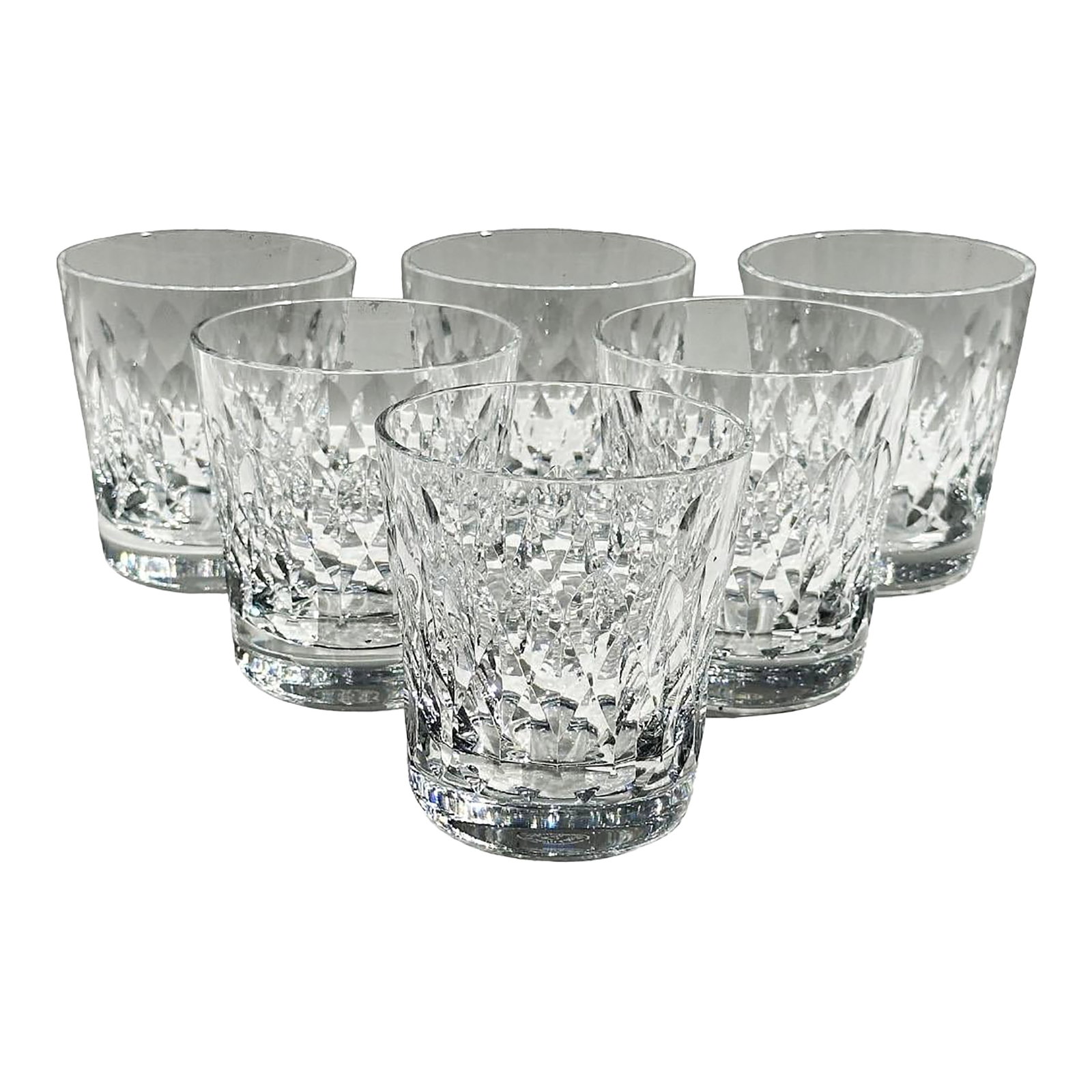 1970s Baccarat French Crystal Armagnac Old Fashion Whiskey Tumblers- Set of 6: Classic crystal drinkware from Baccarat of France. We're uncertain of exact age, but this pattern was in production from 1952-1986. This is a terrific set of six Armagnac Old Fashion or whiskey