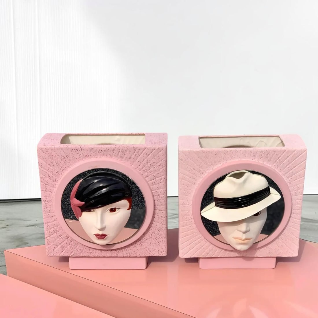 Vintage 1980s His and Hers Box Vases - a Pair - 12