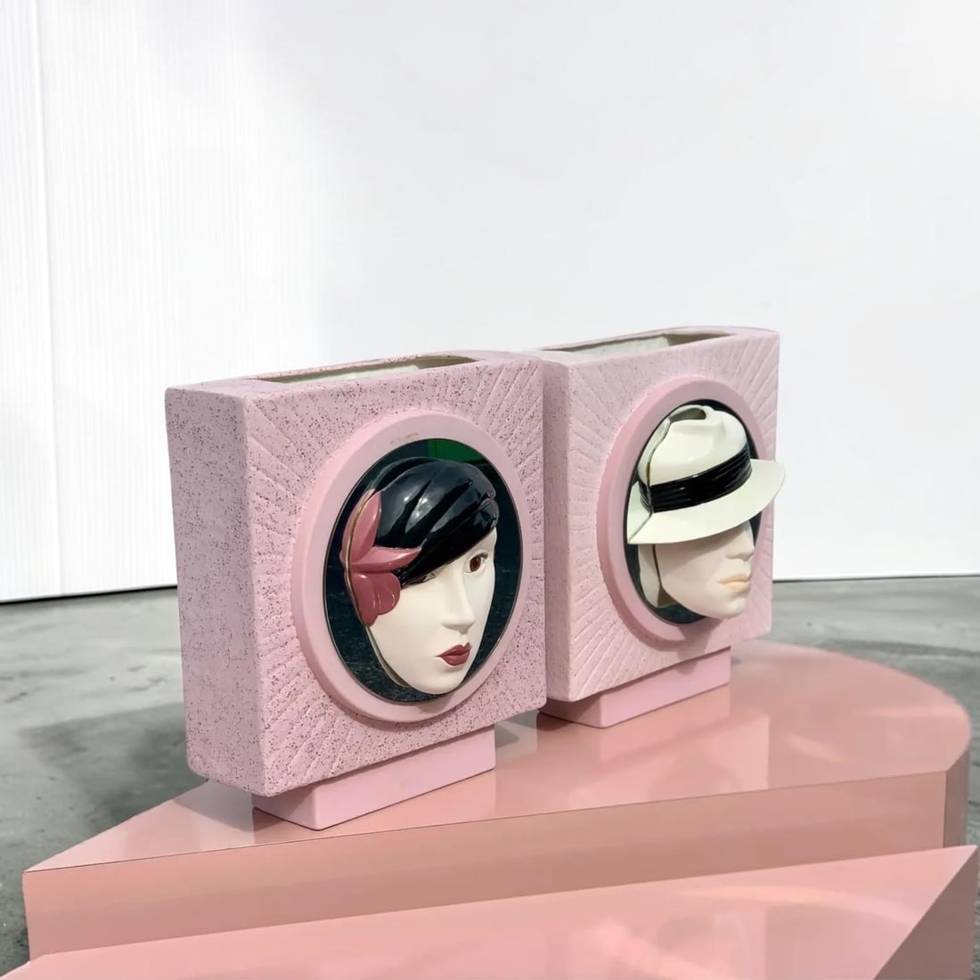 Vintage 1980s His and Hers Box Vases - a Pair - 7