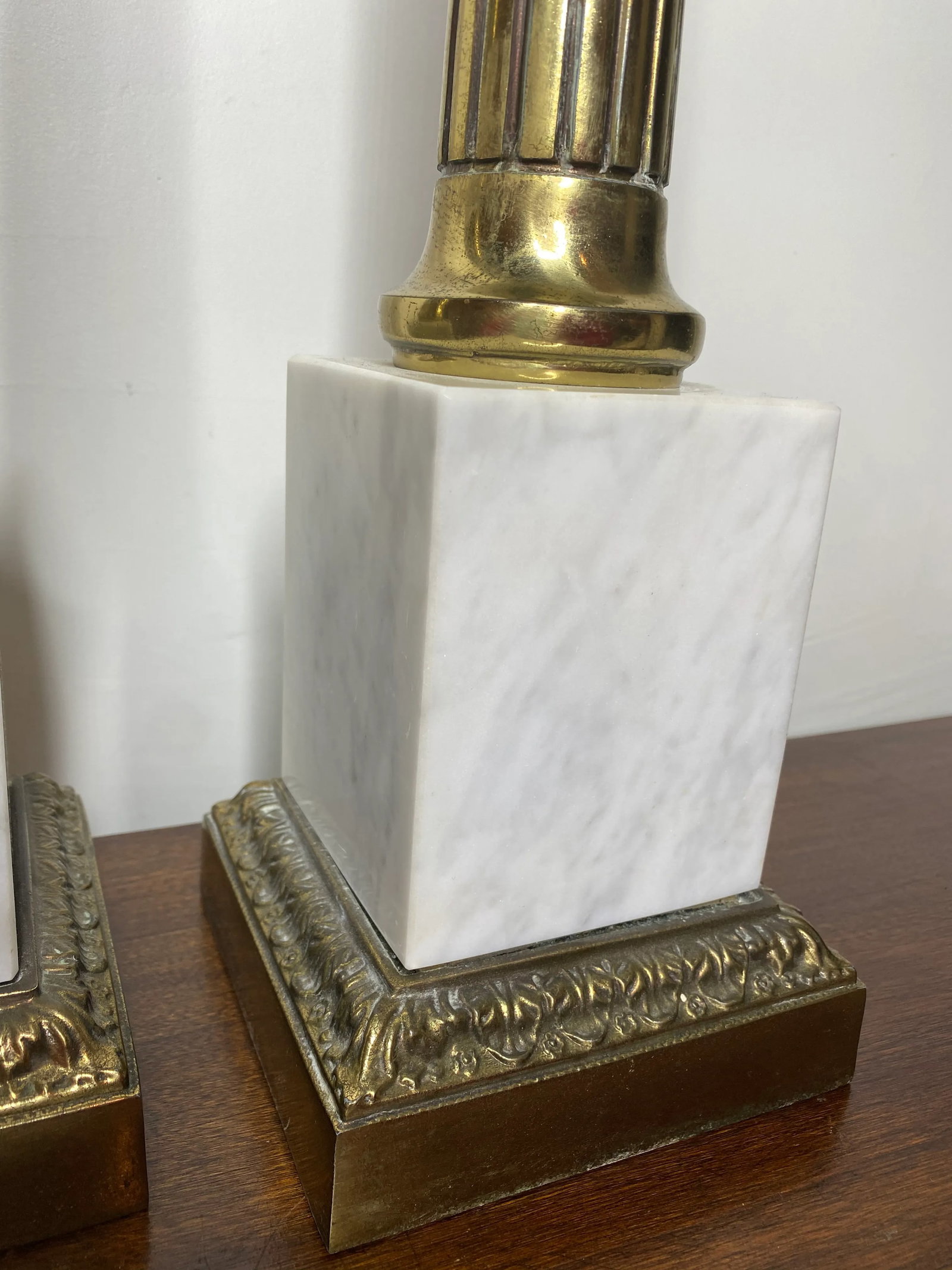 Mid Century Marble and Brass Lamps - a Pair - 5