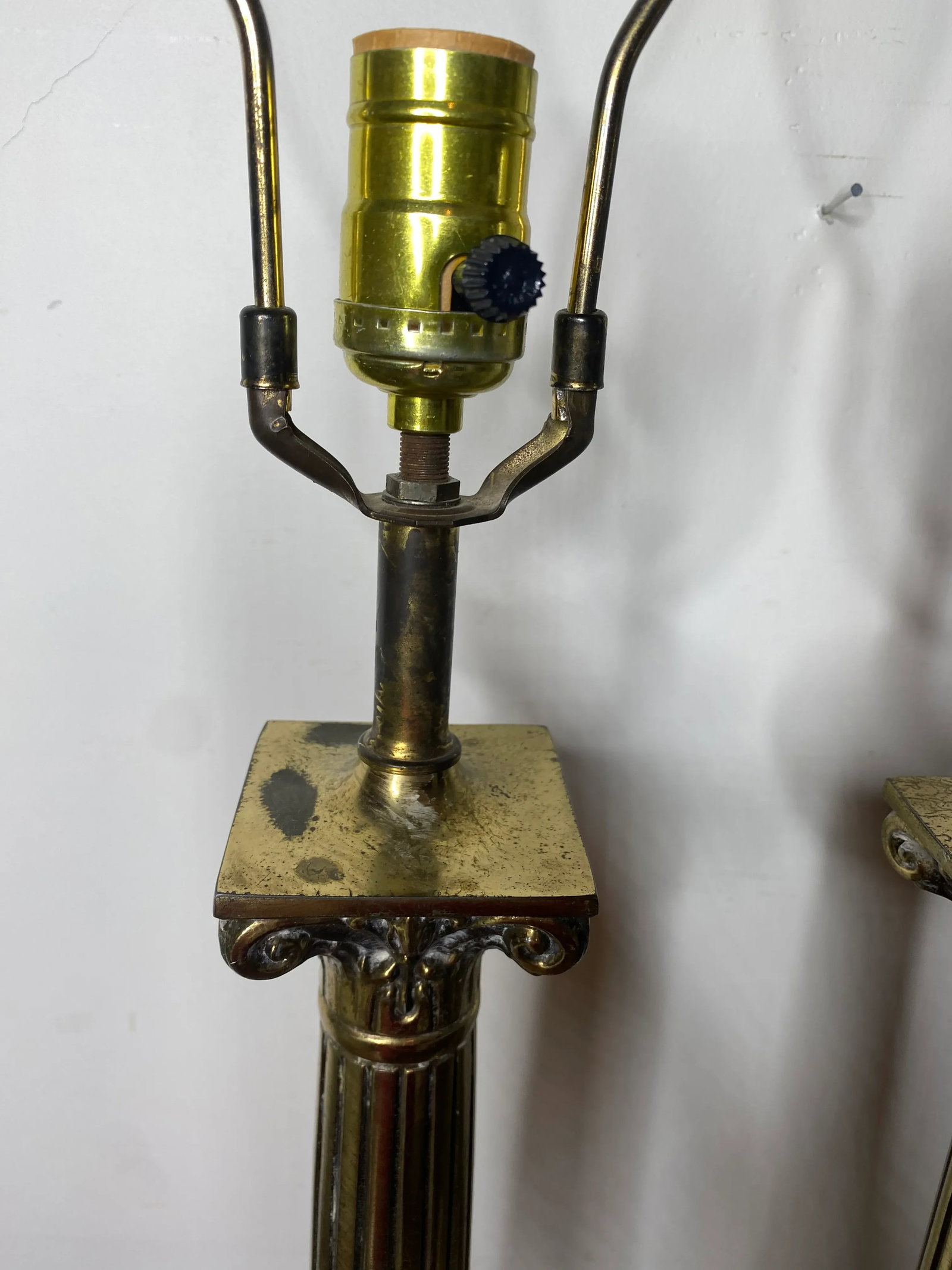 Mid Century Marble and Brass Lamps - a Pair - 8