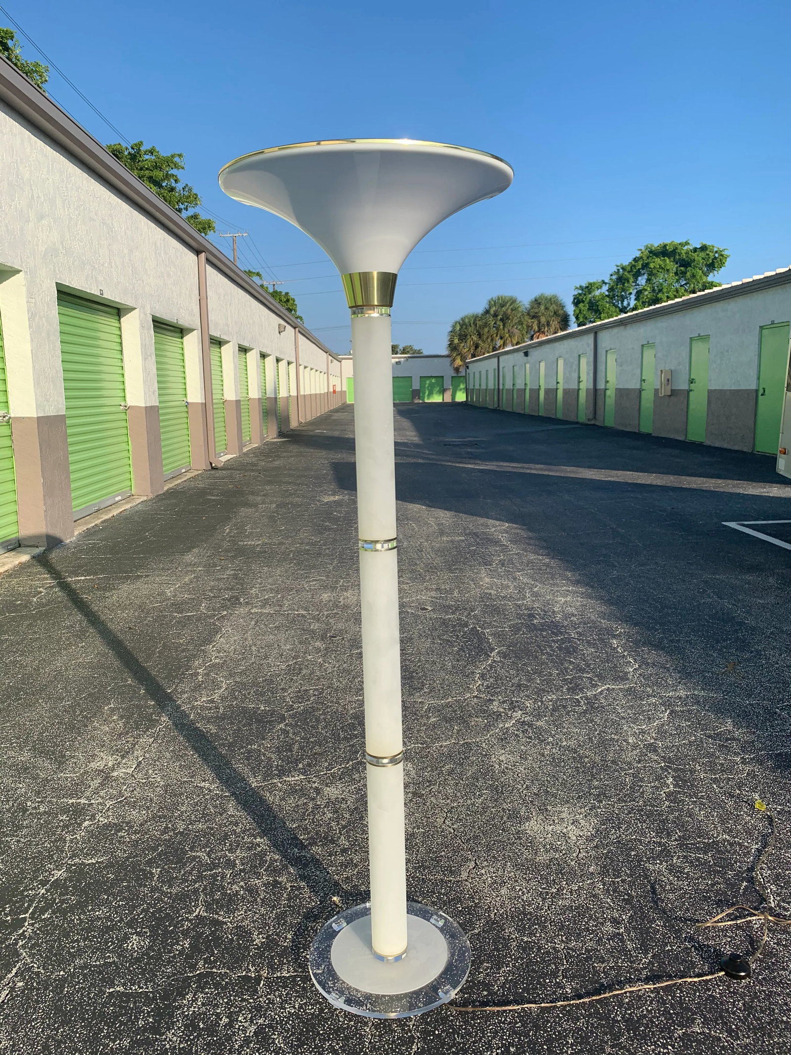 Frosted Lucite Torchiere Floor Lamp - 7