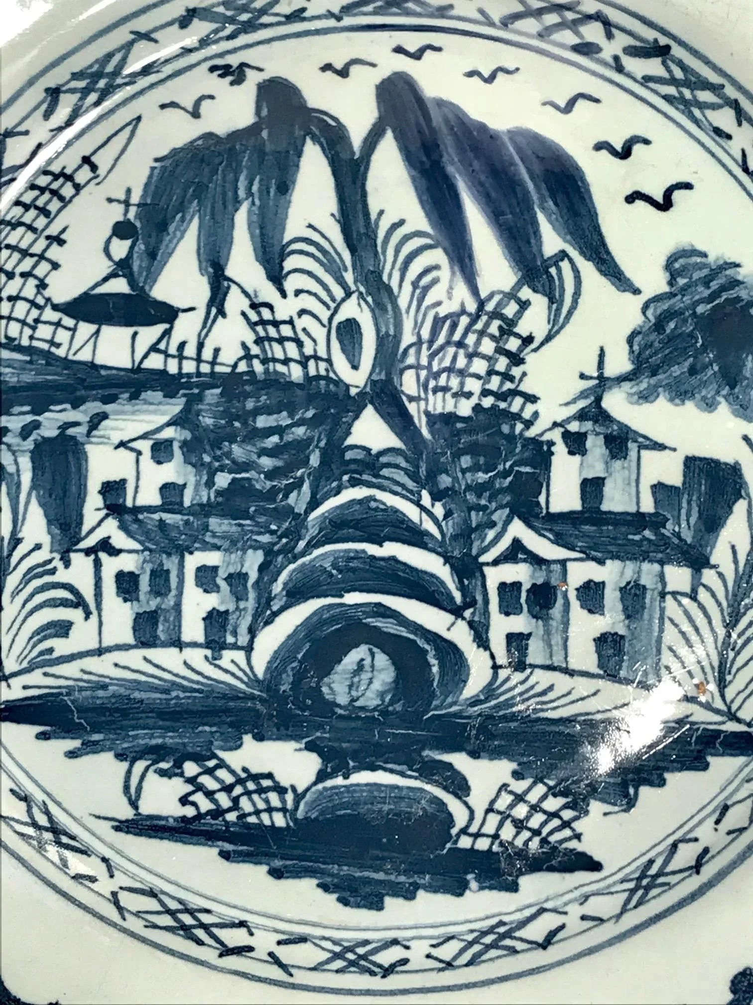 English Lambeth Delft Plate in Shades of Blue by Abigail Griffith - 18th Century - 2