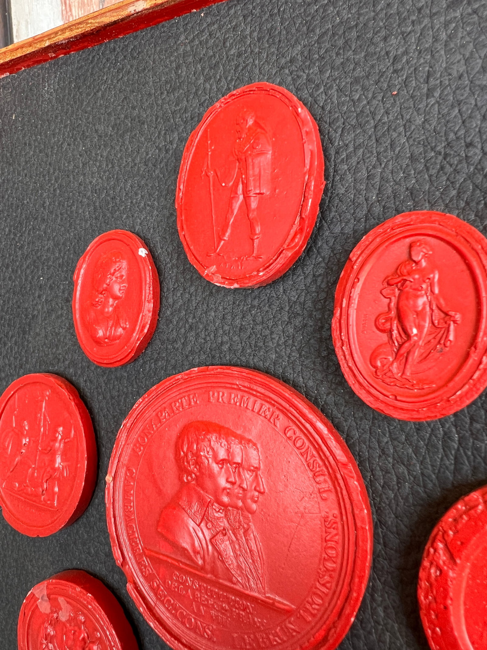 Grand Tour Collection of Gilt Framed Red Plaster Intaglio Casts- Set of 3 - 3