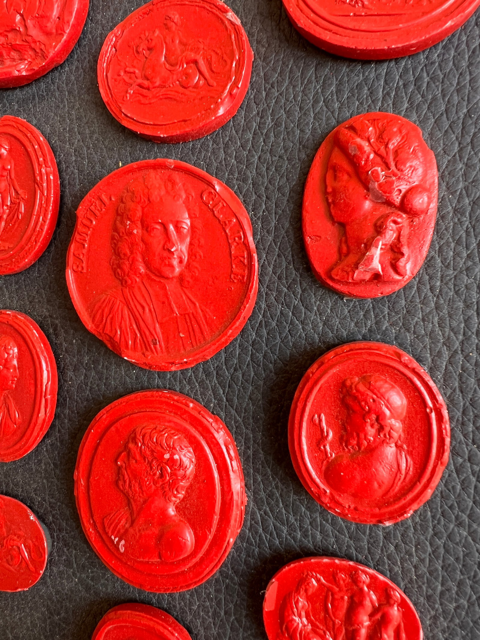 Grand Tour Collection of Gilt Framed Red Plaster Intaglio Casts- Set of 3 - 7