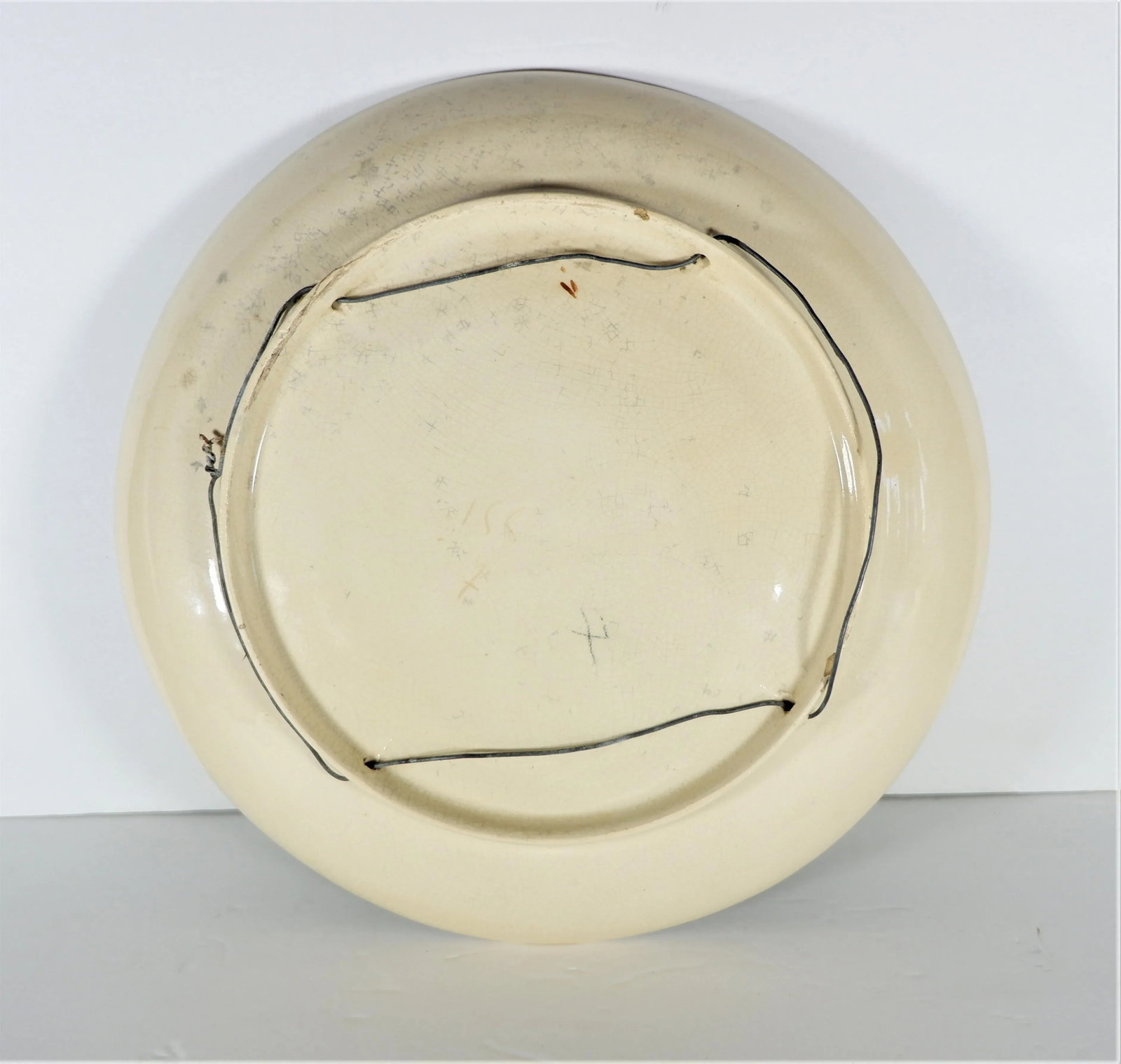 Antique Majolica French Barbotine Palissy Charger/Plate Apples 13" - 7