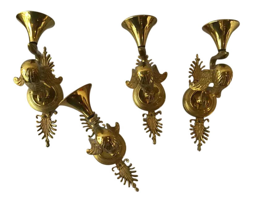 French Empire Bronze Swan Sconces - Set of 4: Pair Of French Empire bronze swan sconces, 1950s. There is only one pair that your purchasing. Condition: Alterations: Original Condition Unaltered Imperfections: Some Imperfections Condition Notes: G