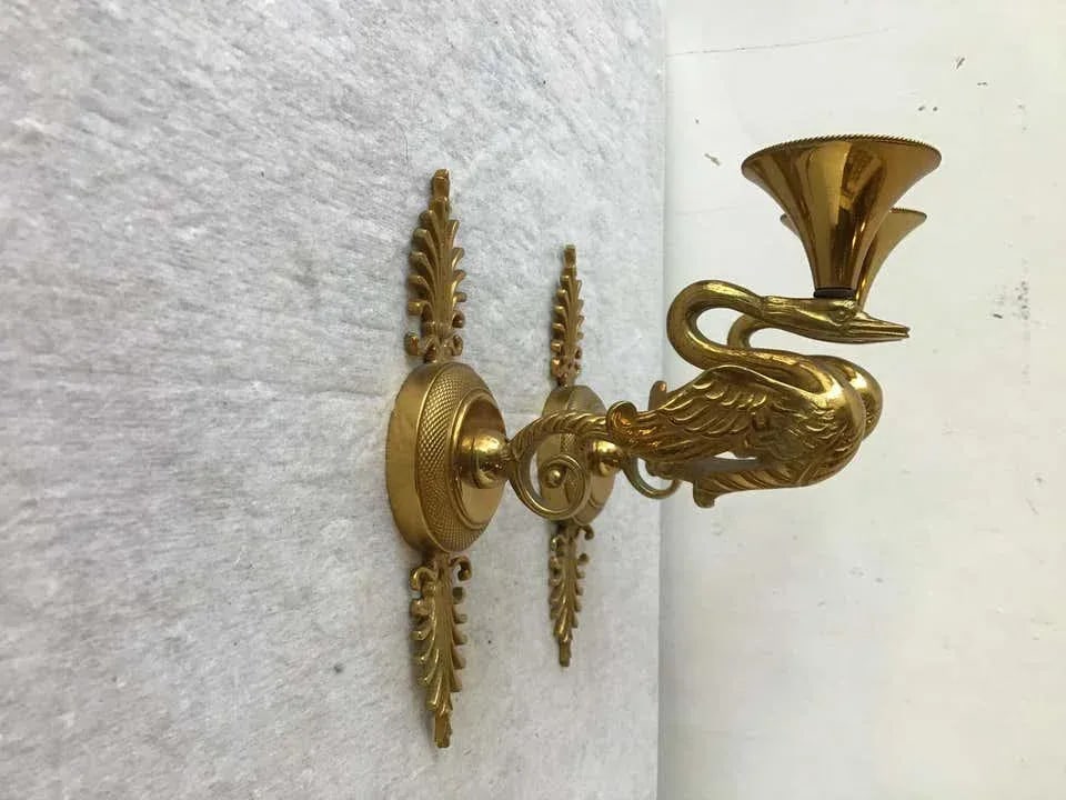 French Empire Bronze Swan Sconces - Set of 4 - 7
