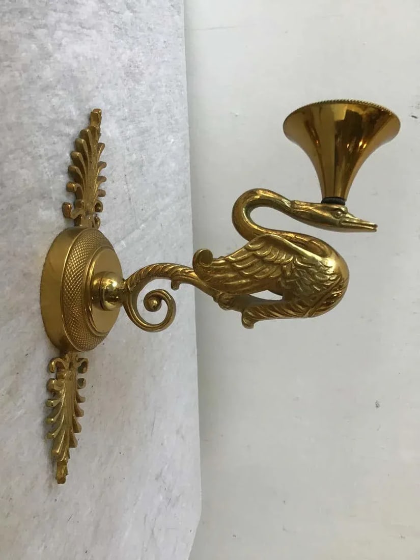 French Empire Bronze Swan Sconces - Set of 4 - 9