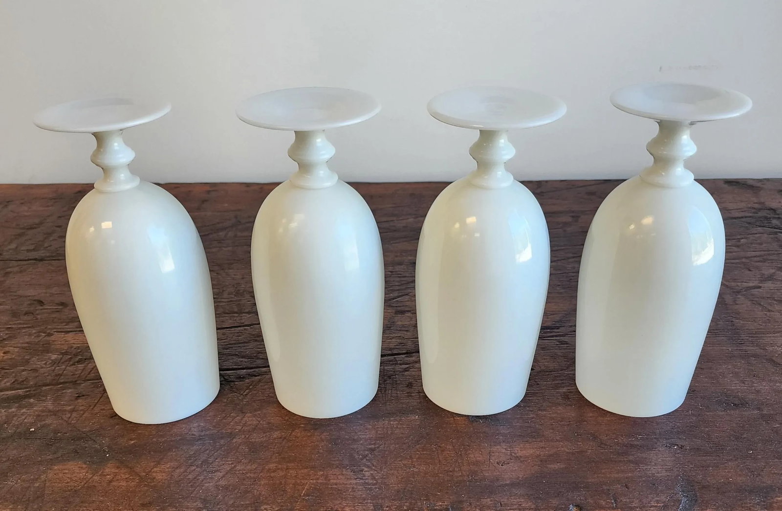 Vintage White Portieux Vallerysthal Juice or Iced Tea Glasses - Set of 4 - 12