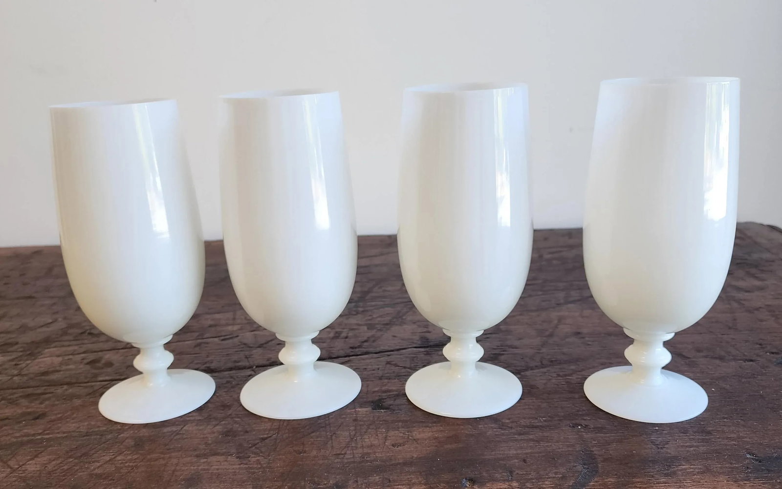 Vintage White Portieux Vallerysthal Juice or Iced Tea Glasses - Set of 4 - 2