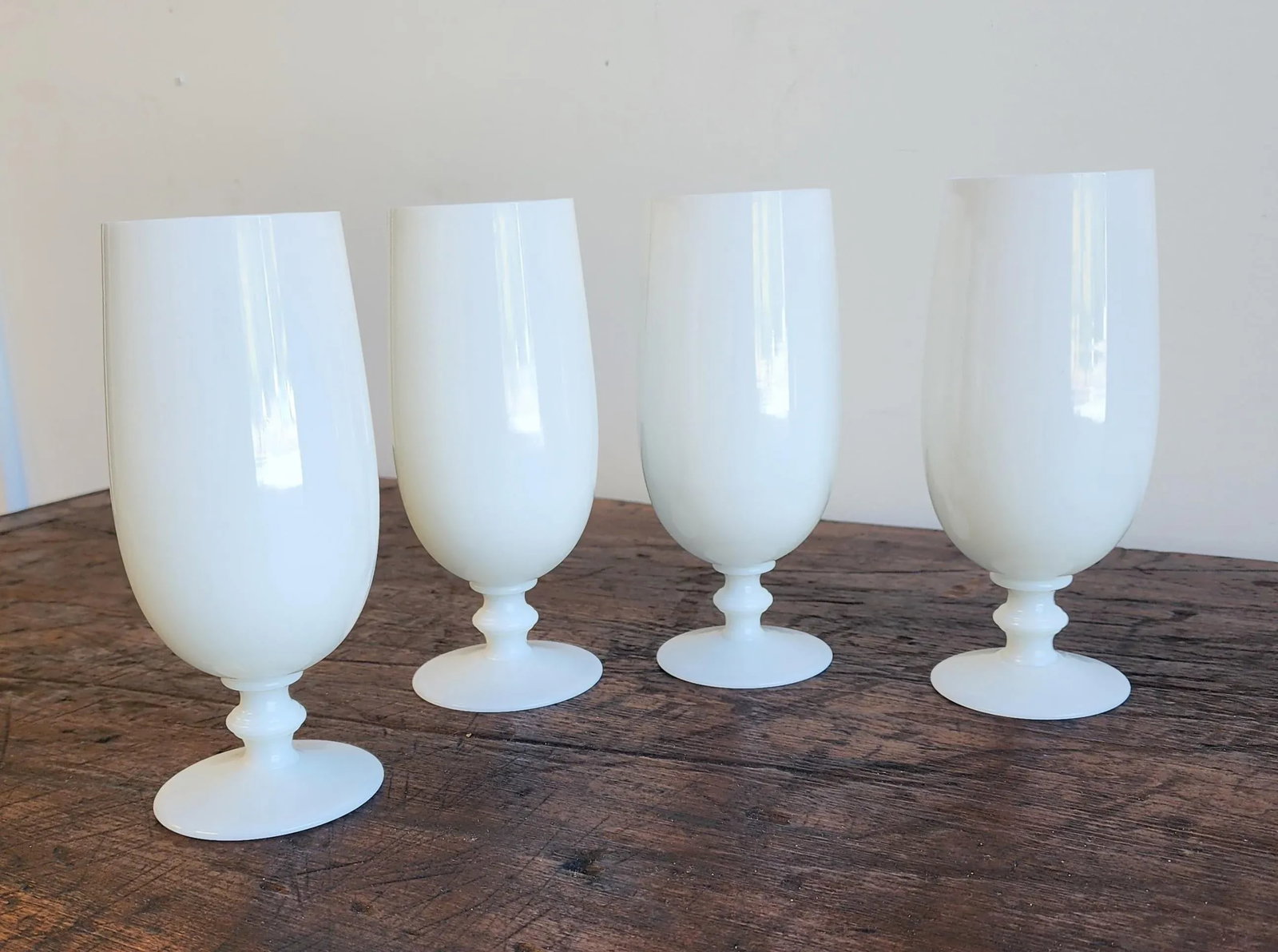 Vintage White Portieux Vallerysthal Juice or Iced Tea Glasses - Set of 4 - 4