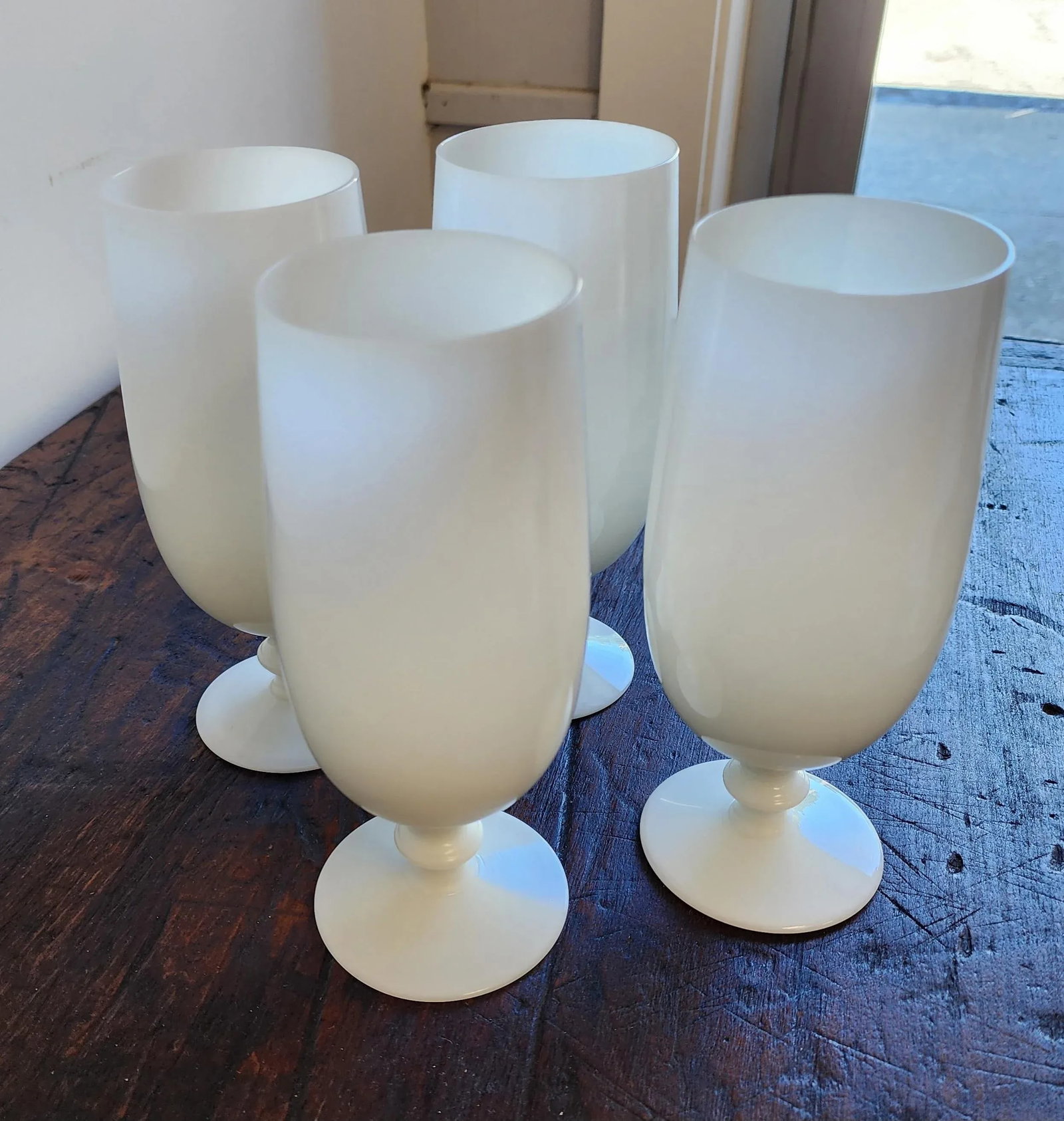 Vintage White Portieux Vallerysthal Juice or Iced Tea Glasses - Set of 4 - 5